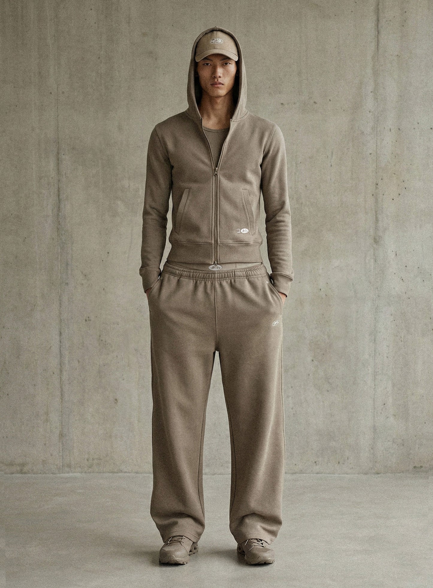 [w-hde26-001] BS Cotton Jersey Zip-Up Hoodie - Tobacco