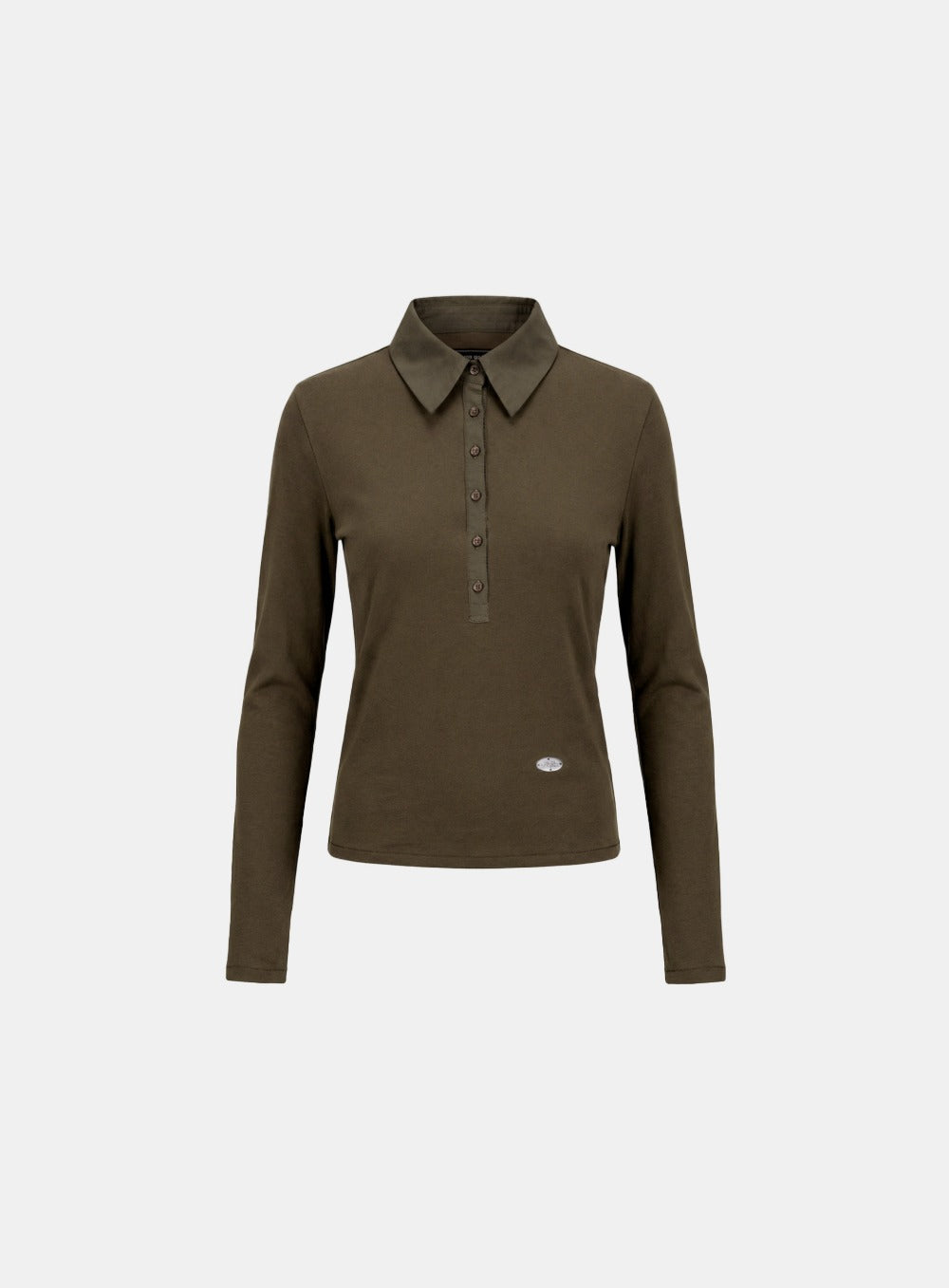 [w-tee26-063] Sleek Cotton Polo T-Shirt - Khaki Brown