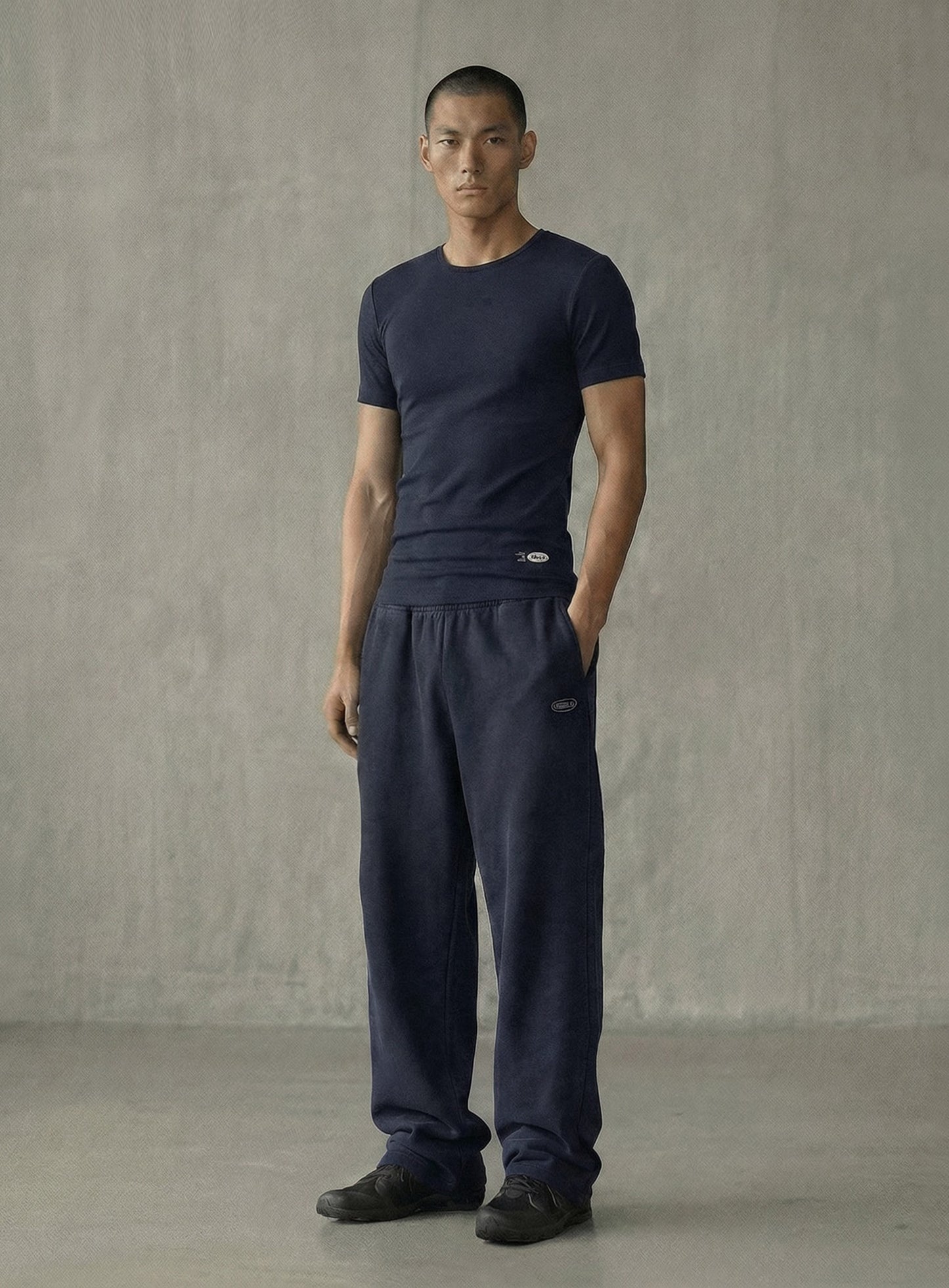 [w-tee26-052] BS Cotton Jersey Fitted Short Sleeve T-Shirt - Navy