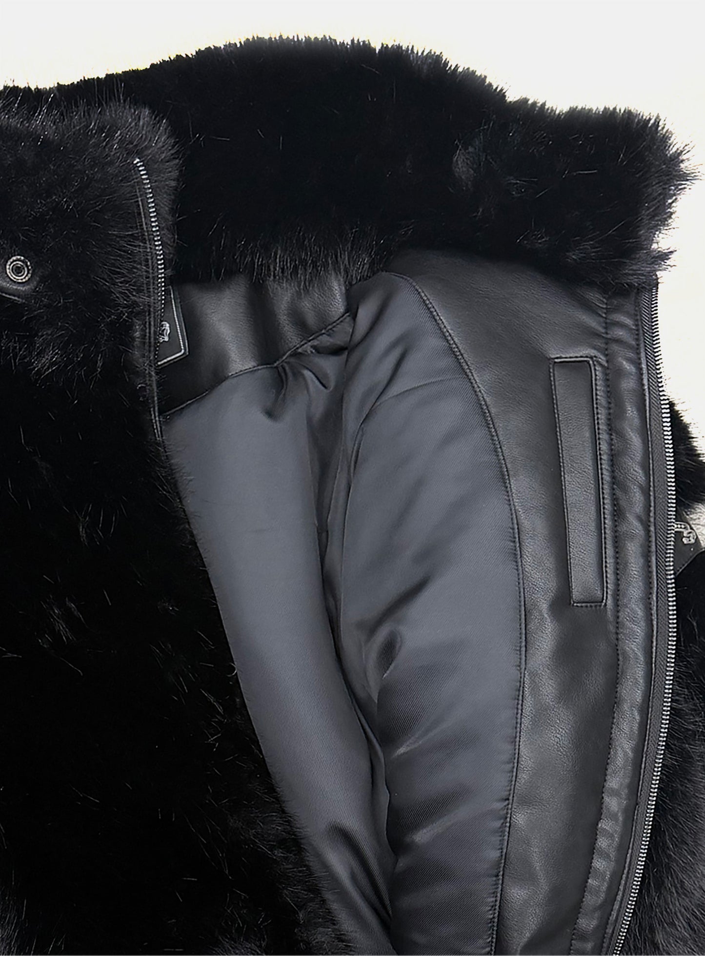 [w-jkt25-054] Viper81 High Neck Fur Jacket - Black