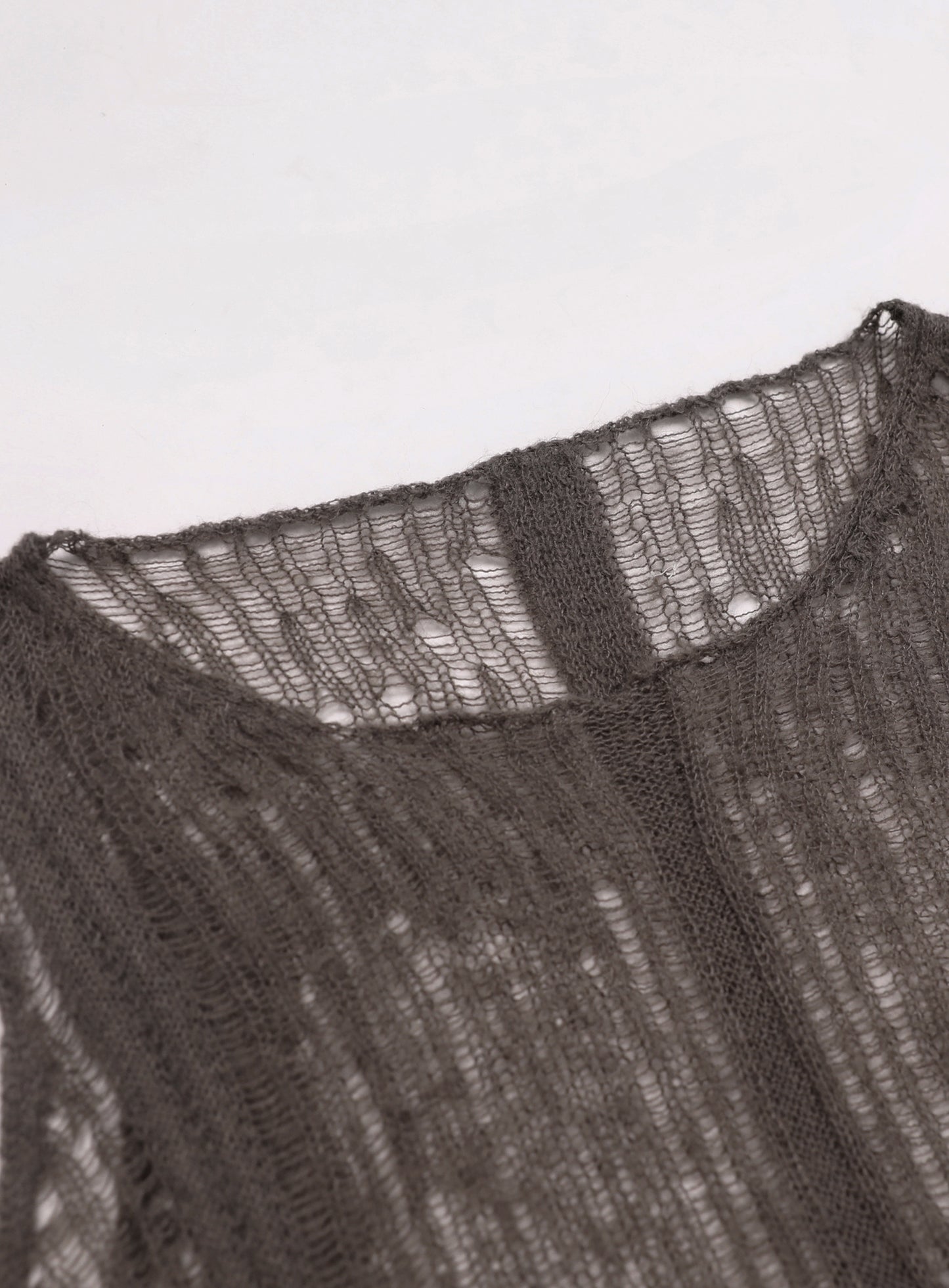 Ripped Knit Tank Sweater – Khaki