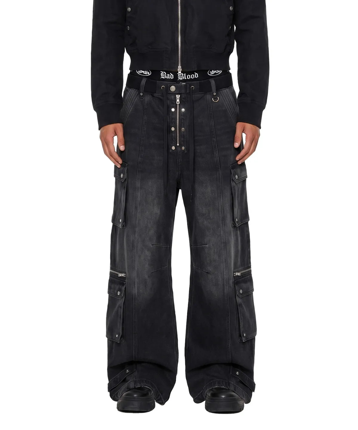 [w-pts26-136] Delta 2 Utility Loose Fit Curved Jogger - Washed Black