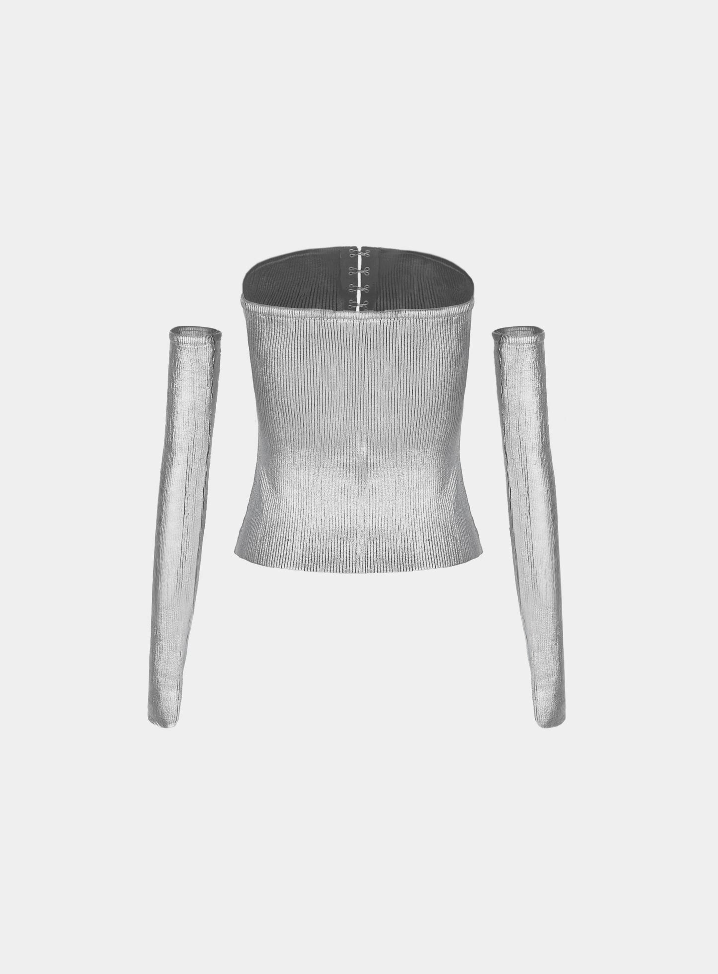 Fleur Metal Tube Top Set 2pcs - Silver