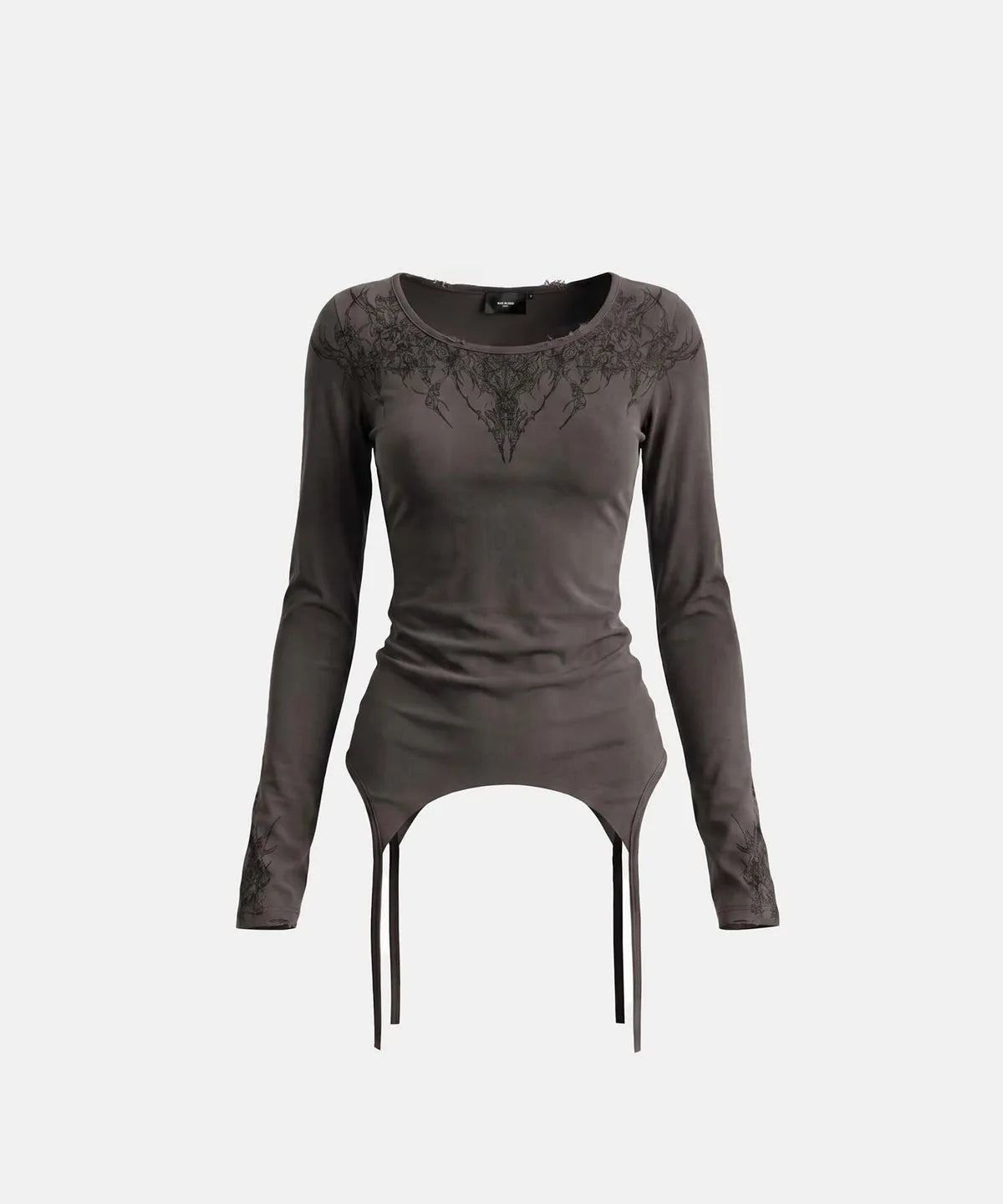 [w-tee26-300] T.M.V. Workshop Dark Tattoo Loose Fit Long Sleeve - Black