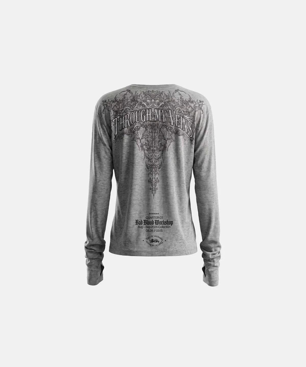 [w-tee26-274] T.M.V. RELIC CROSS Workshop Henley Long Sleeve - Grey