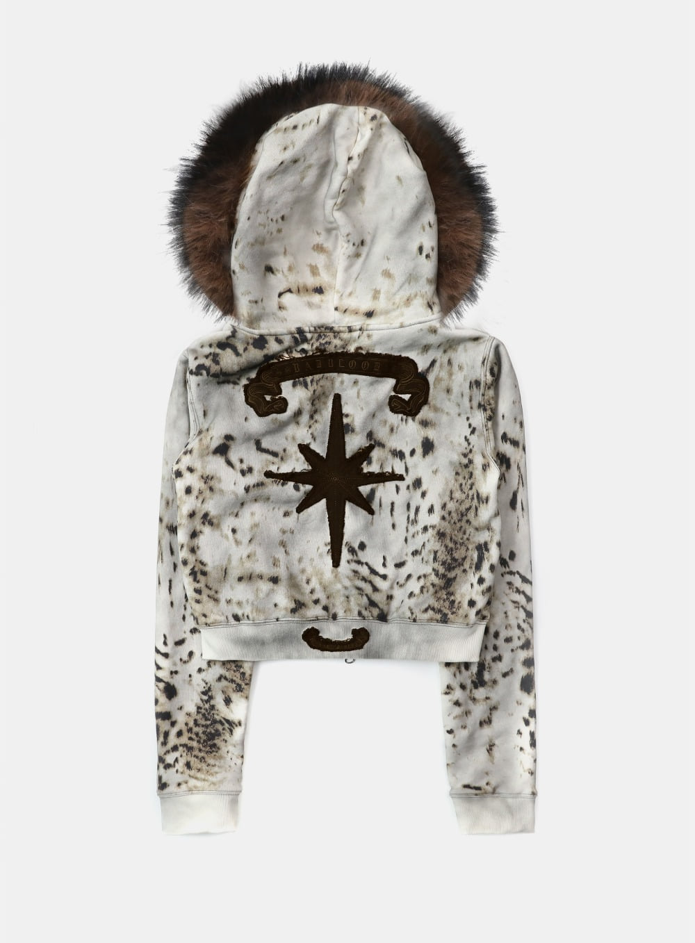 [w-hde25-085] Cosmo11 Detachable Fur Hood Zip-Up - Oil Leopard
