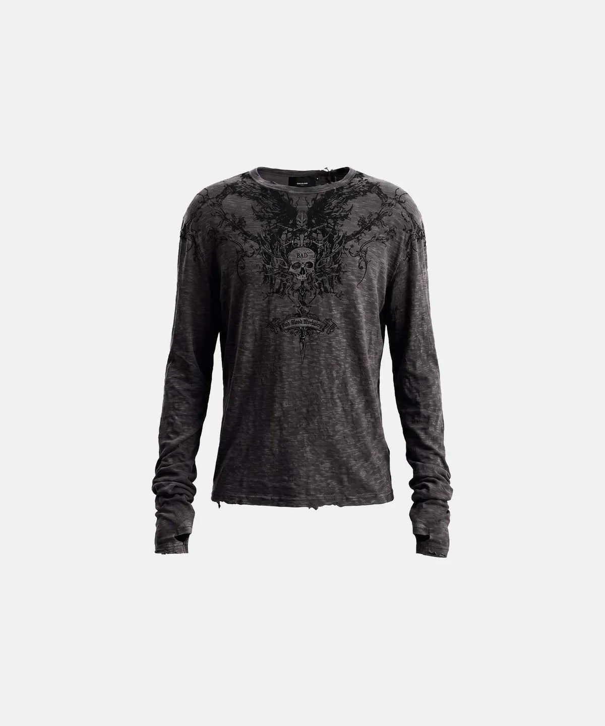 [w-tee26-279] T.M.V. SKULL Workshop Long Sleeve - Charcoal