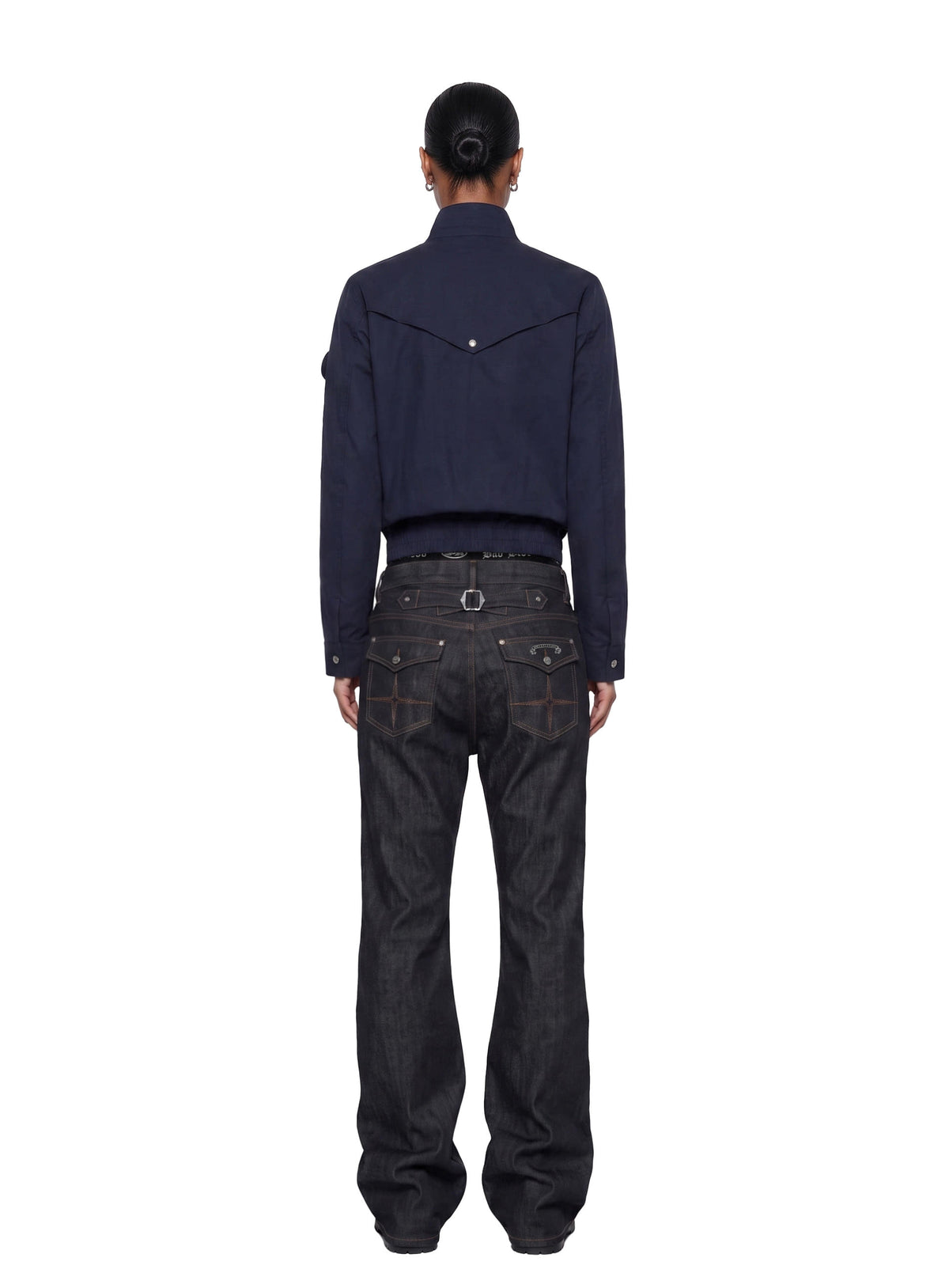 [w-pts26-134] 0129 LOW CROTCH Regular Curve Bootcut Pants - Rigid Black Denim