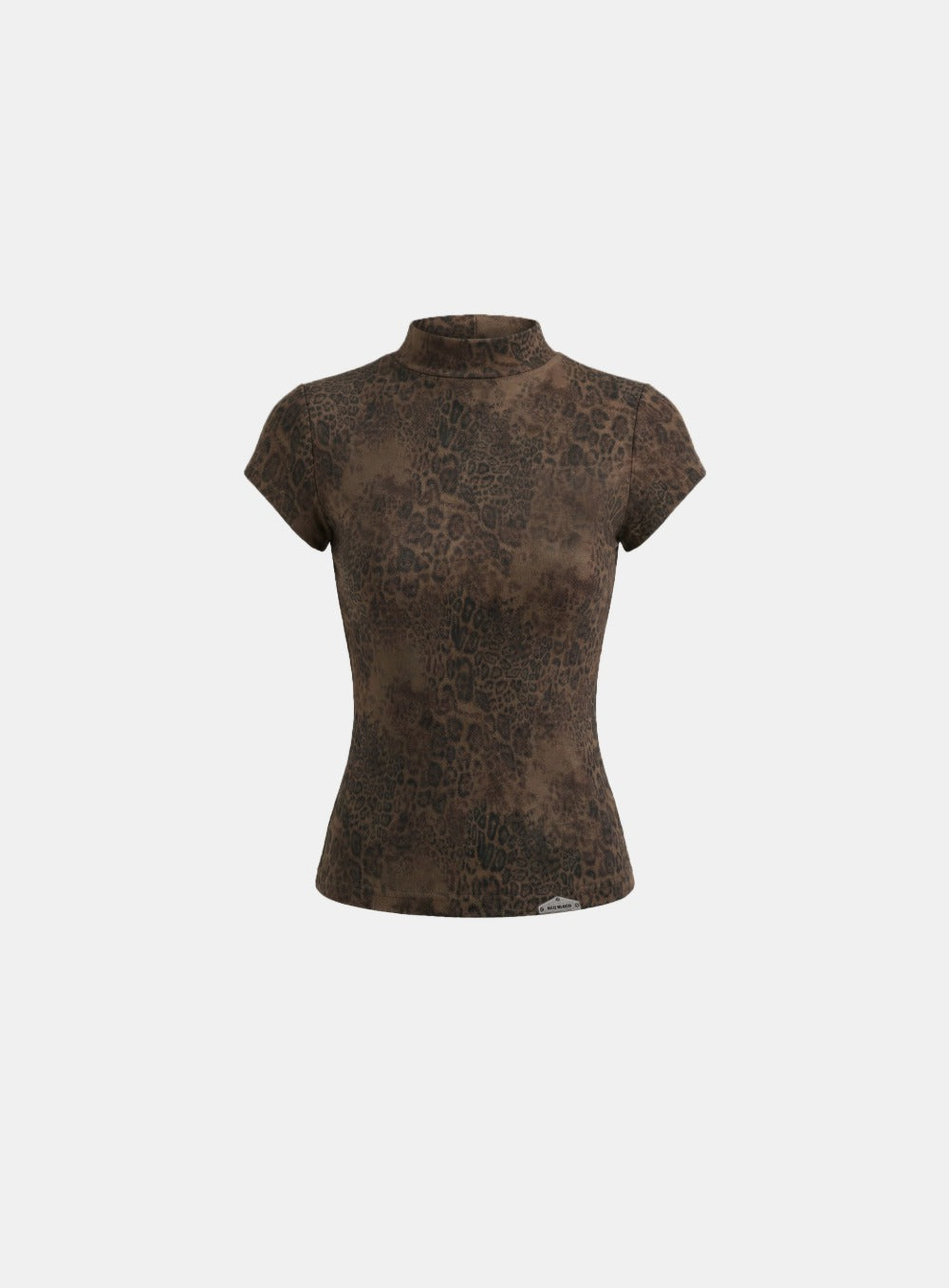 [w-tee26-065] Viper Logo Mock-Neck Cap Sleeve - Leopard
