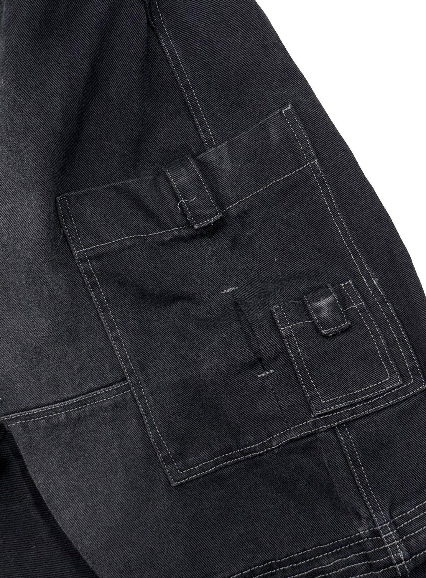 [w-pts25-131] Distressed Convertible Cargo Pants - Black