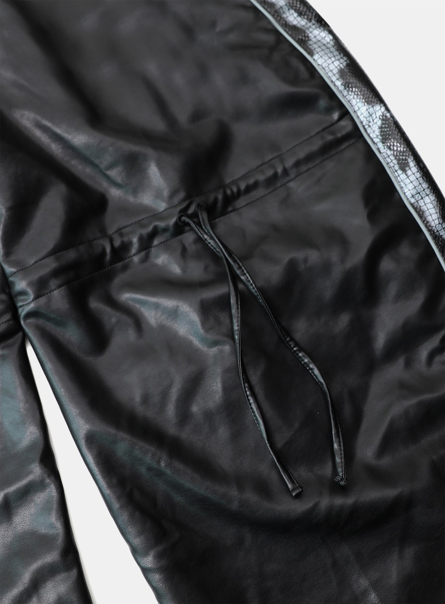 Contrast Leather Track Pants - Black Python