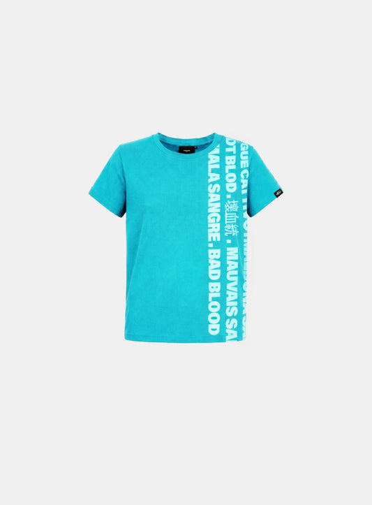 [w-tee26-226] Translation Side Graphic 1/2 T-Shirt - Blue