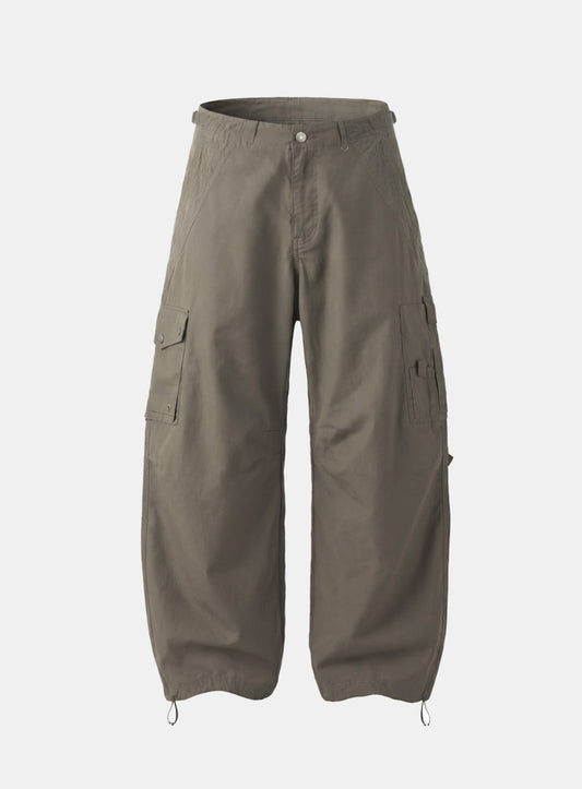 [w-pts26-079] Contour Curved Fit Cargo Pants - Khaki