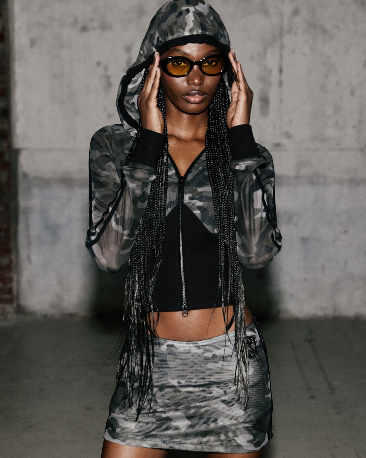 Vintage Club Slim-Fit Hooded Zip-Up - Black Camo