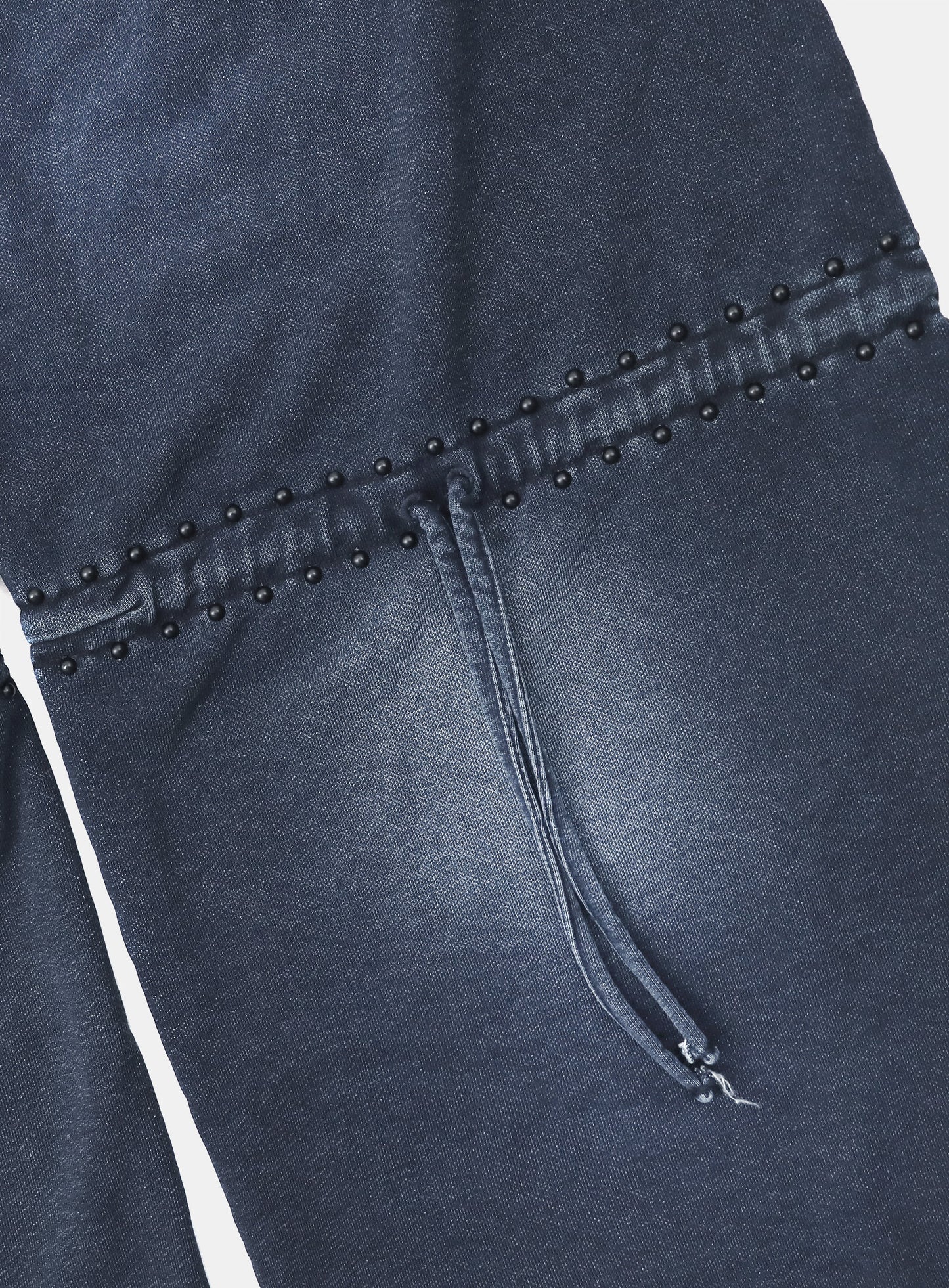 [w-pts25-099] Mystic Studded Washed Denim Sweatpants - Blue