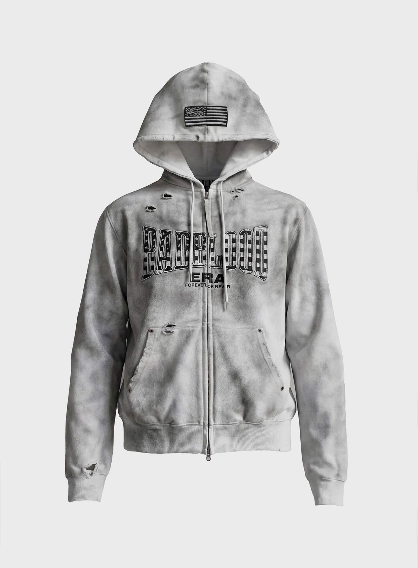 [w-hde25-093] Shield Old Glory Hooded Zip-Up - Dusty White