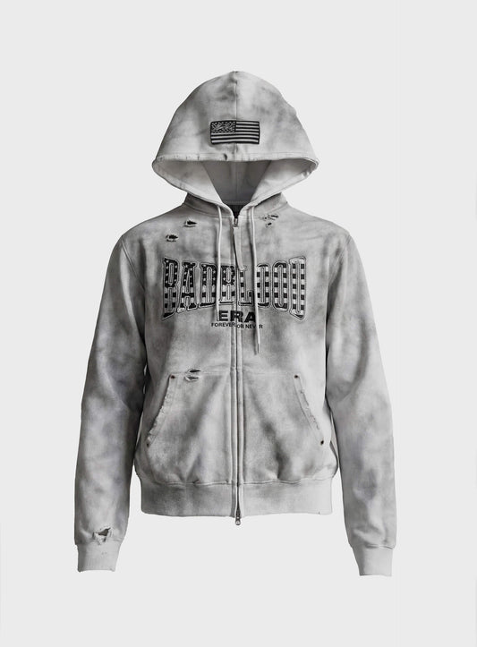 [w-hde25-093] Shield Old Glory Hooded Zip-Up - Dusty White