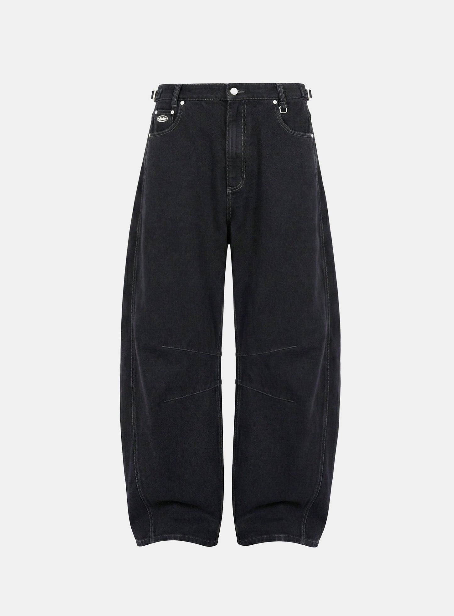 [w-pts26-014] Star-Studded Barrel Pants - Black