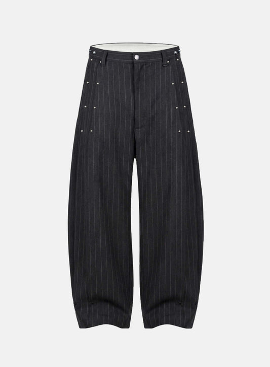 [w-pts26-047] Viper V2 Pintuck Slacks - Charcoal stripe