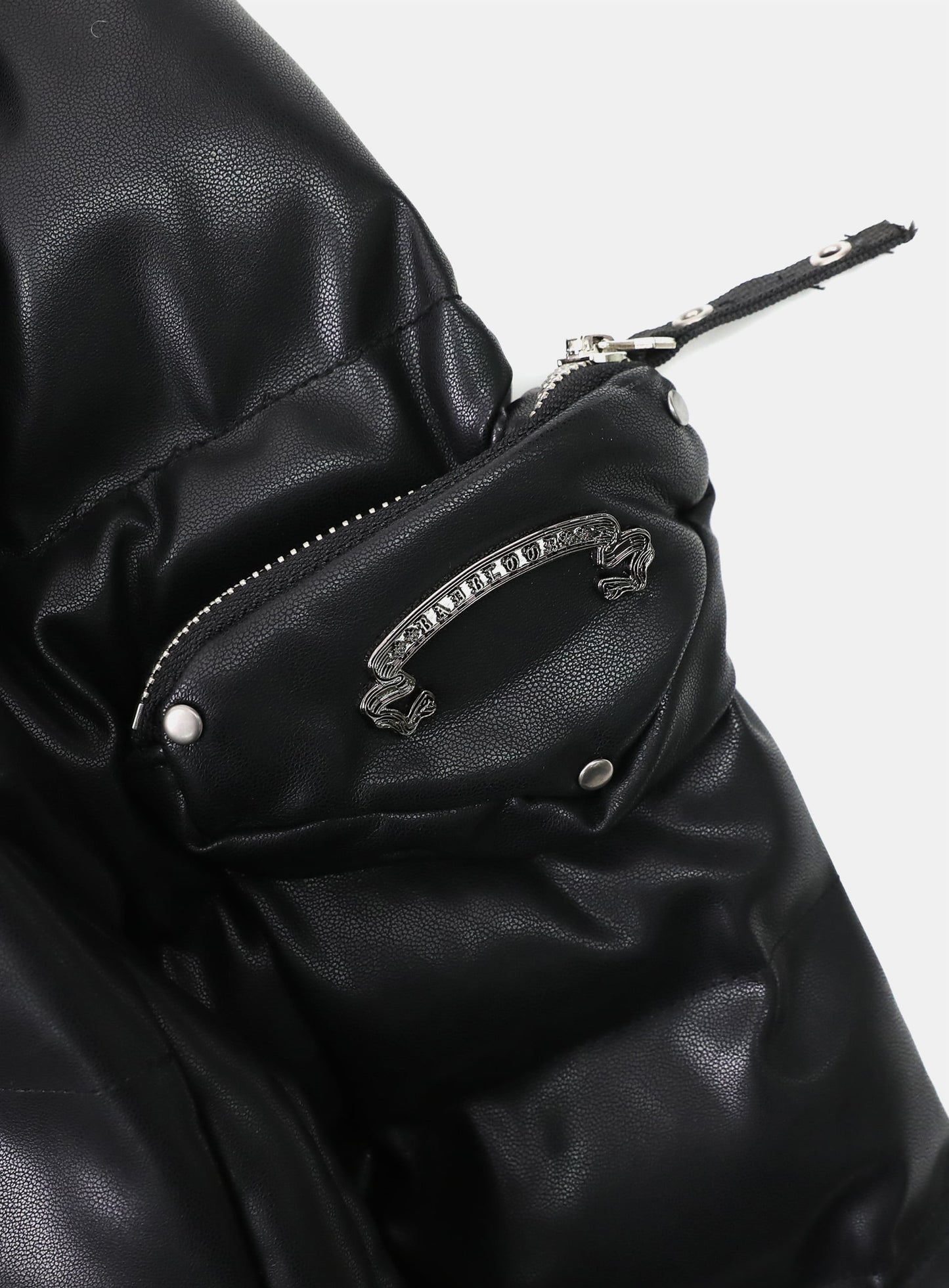 [w-jkt25-055] Viper 31-2 Midweight Biker Hooded Puffer - Black Leather