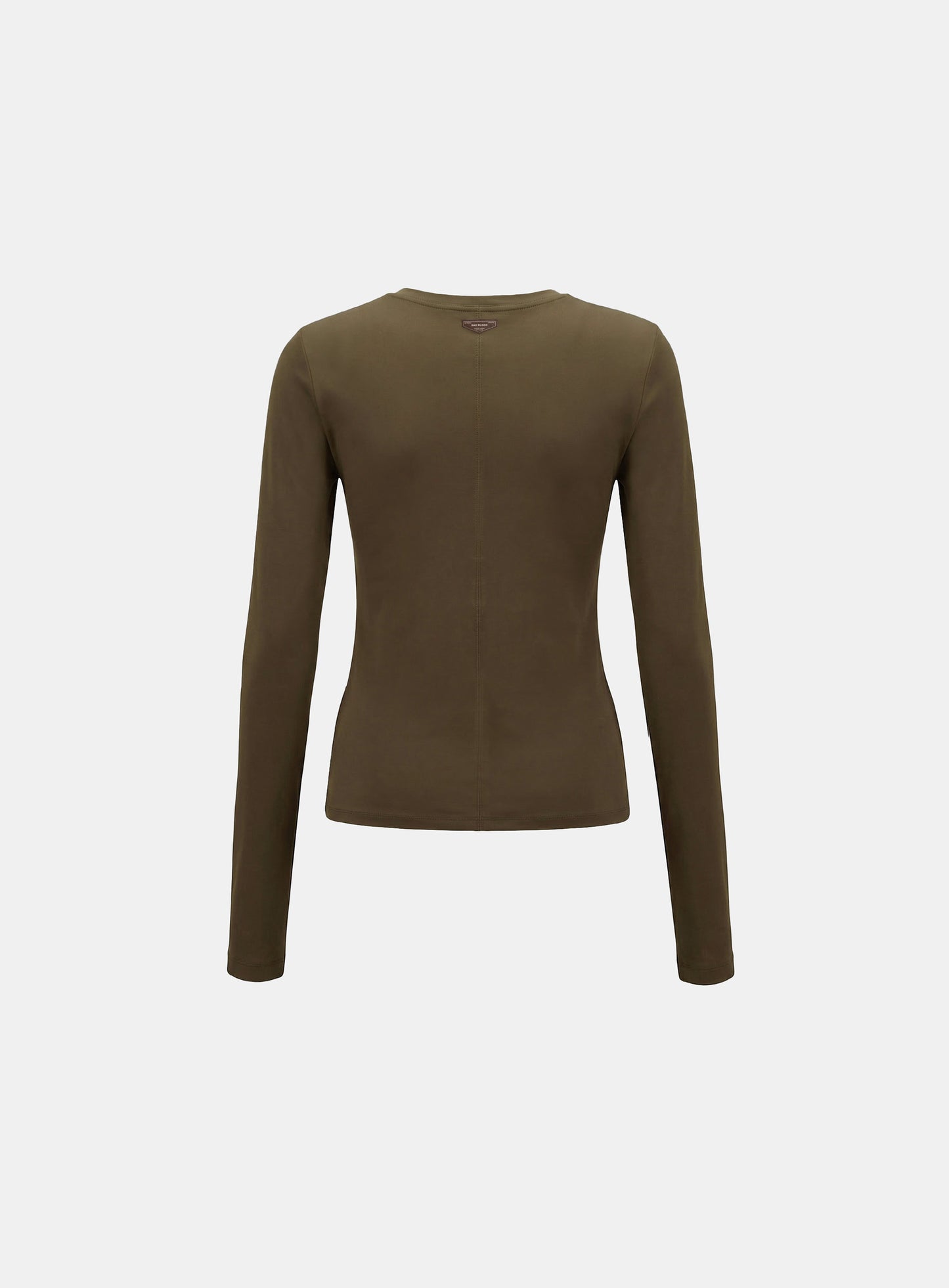[w-tee26-033] Sleek Cotton Long Sleeve T-Shirt - Khaki Brown