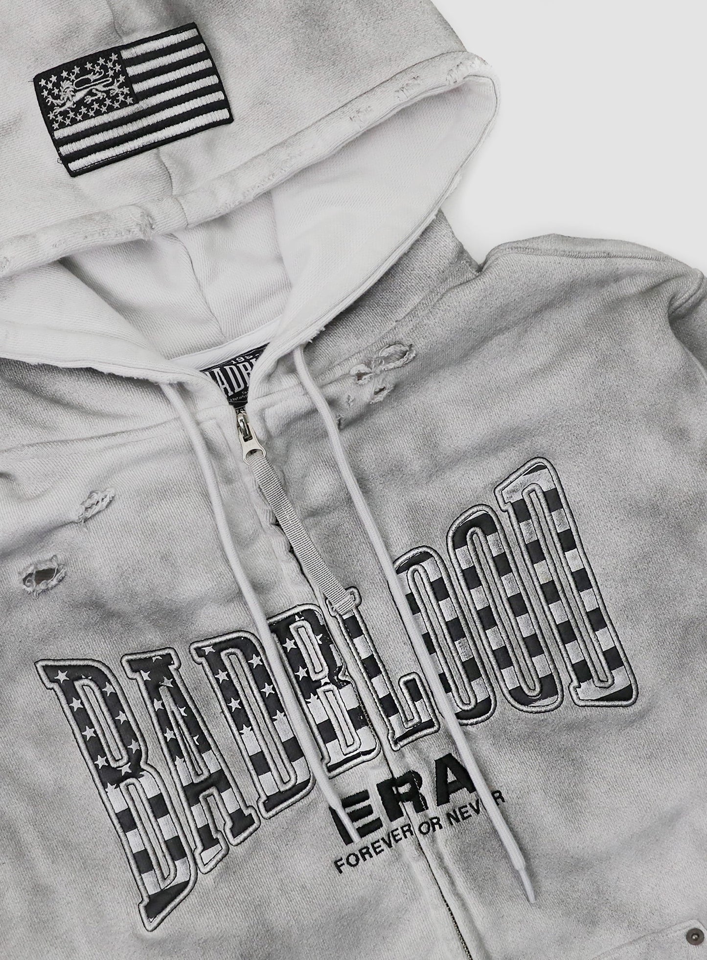 [w-hde25-093] Shield Old Glory Hooded Zip-Up - Dusty White