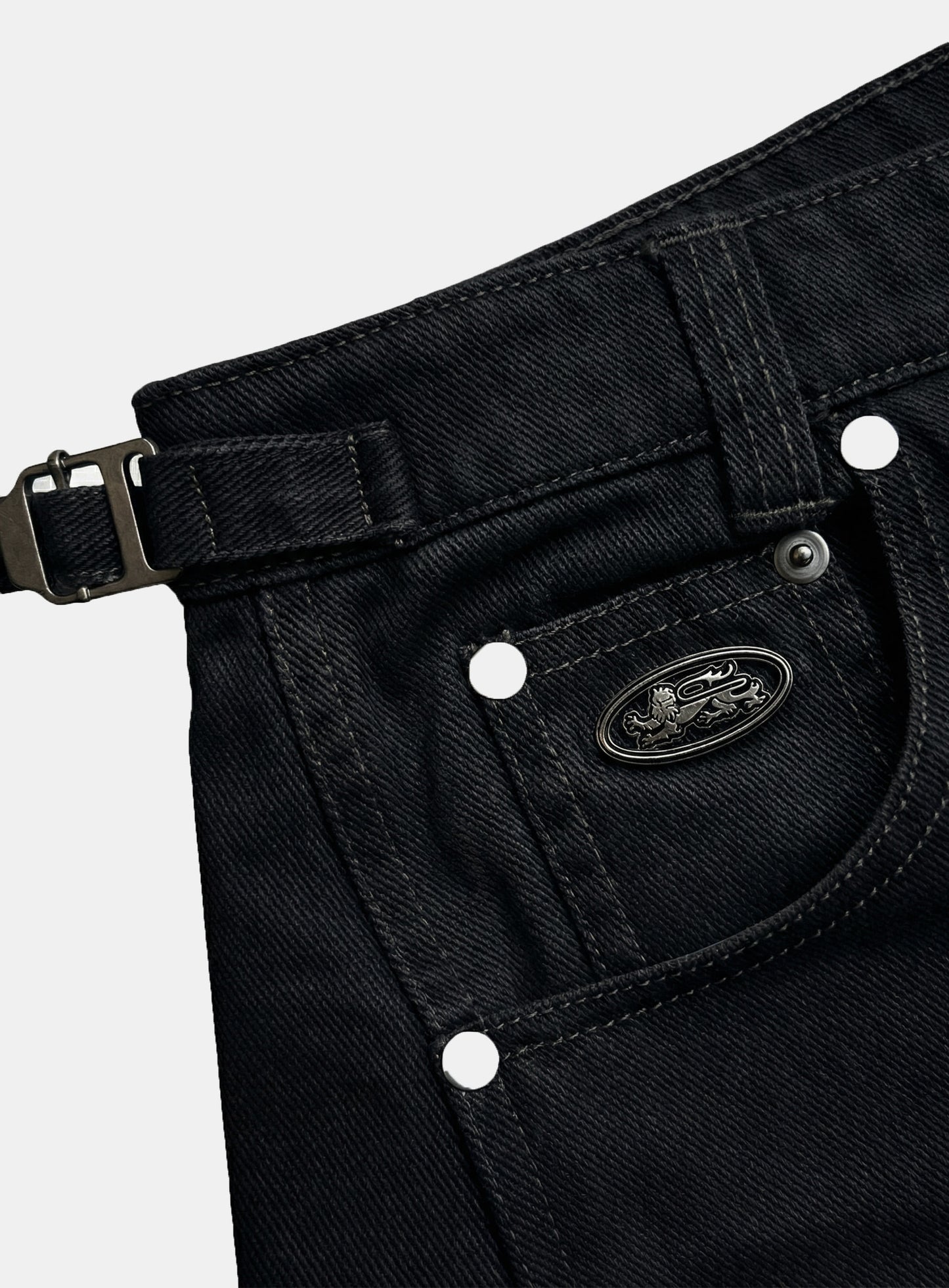 [w-pts26-014] Star-Studded Barrel Pants - Black