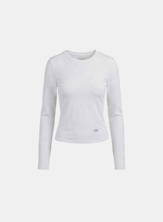 [w-tee26-032] Sleek Cotton Long Sleeve T-Shirt - White
