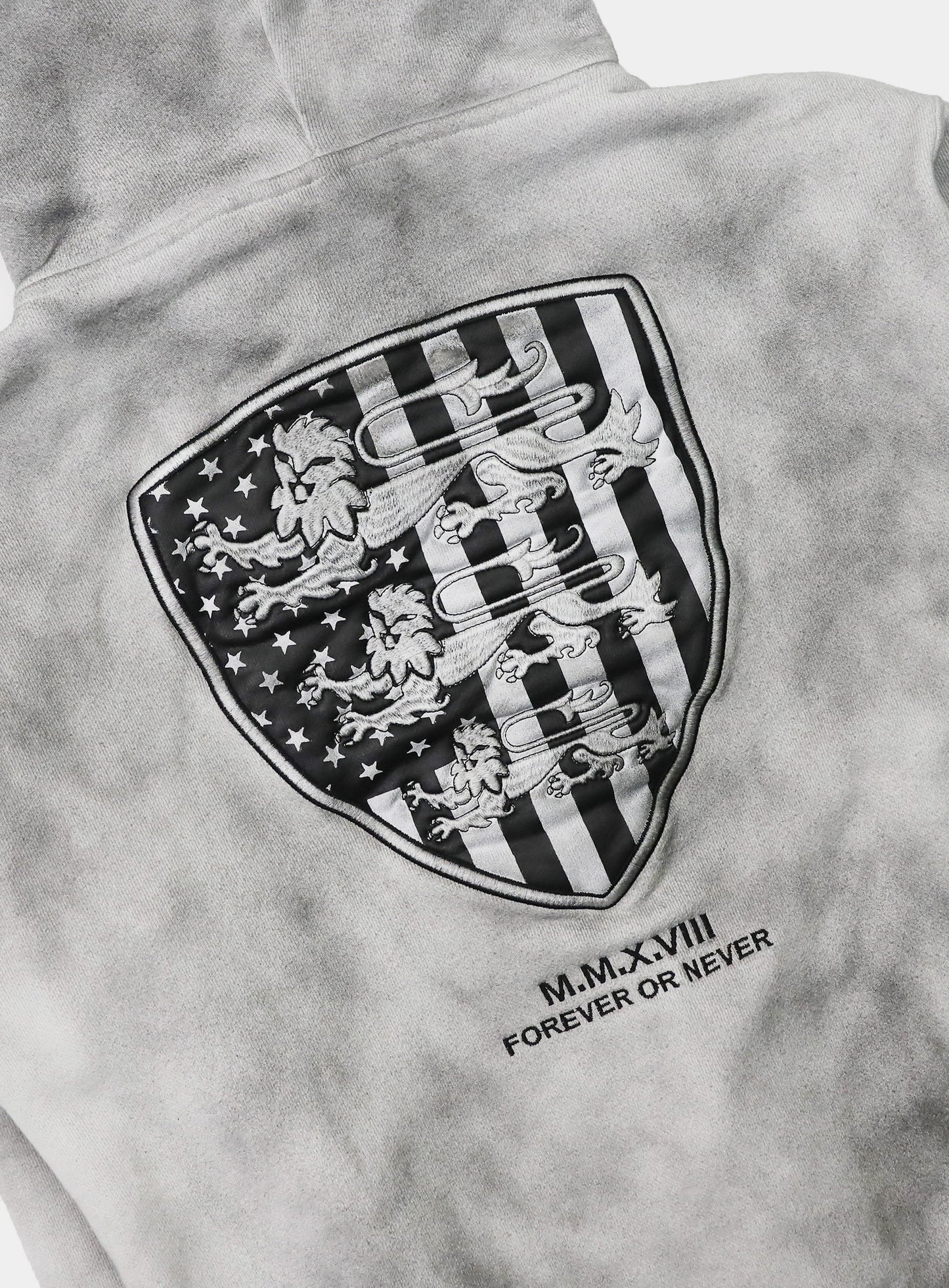 [w-hde25-093] Shield Old Glory Hooded Zip-Up - Dusty White