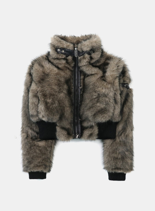 [w-jkt25-053] Viper81 High Neck Fur Jacket - Coyote