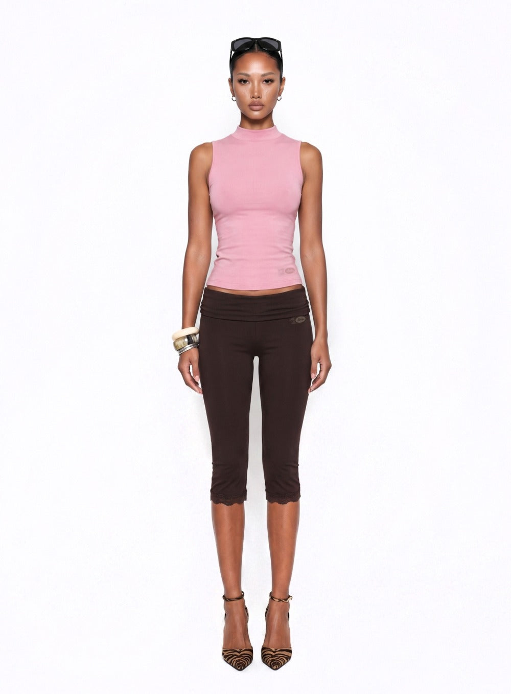 [w-tnk26-056] Everyday Mock-Neck Tank - Pink