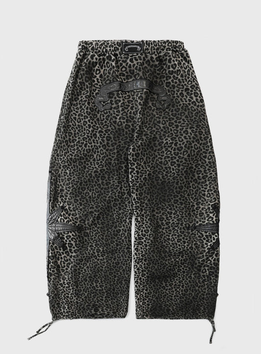 Cosmo Patch 2-Way Curved Jogger Trousers - Black Leopard