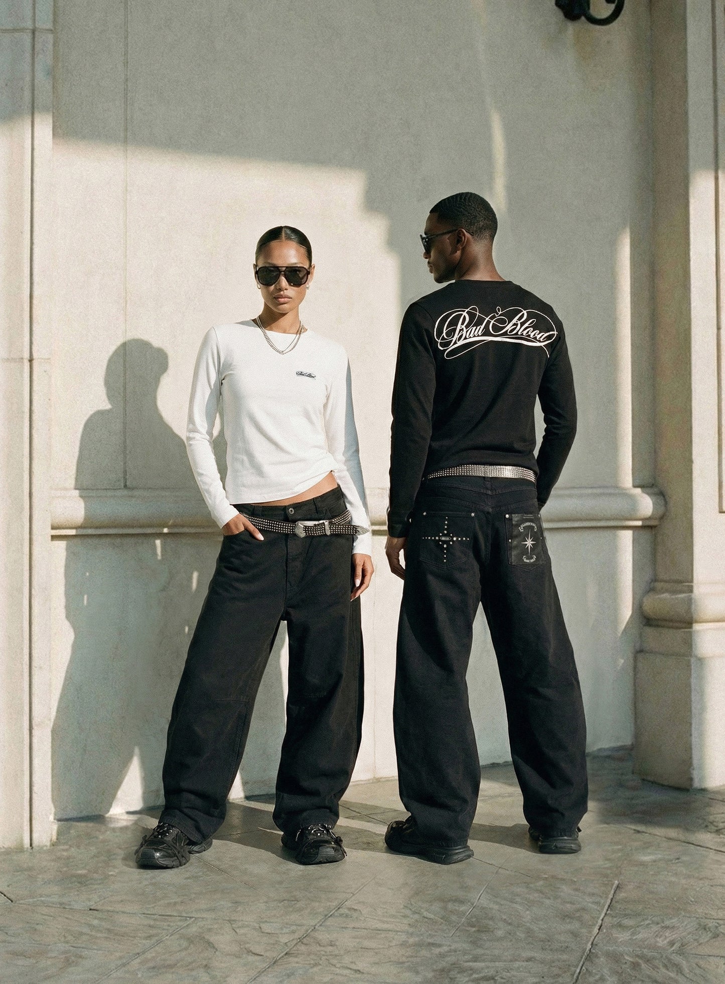 [w-pts26-014] Star-Studded Barrel Pants - Black