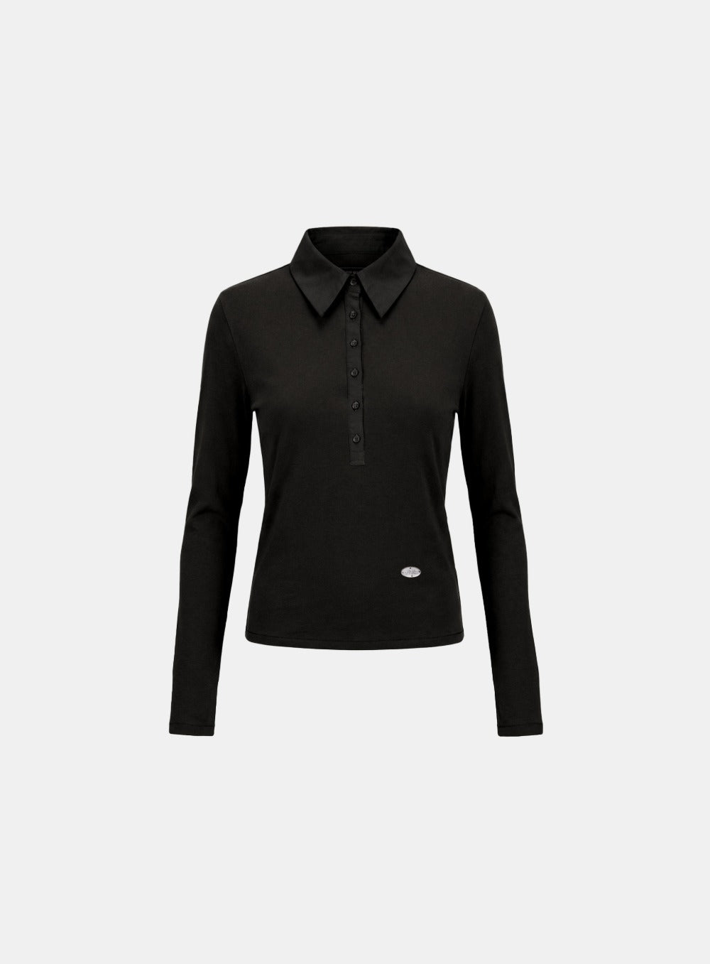 [w-tee26-064] Sleek Cotton Polo T-Shirt - Black