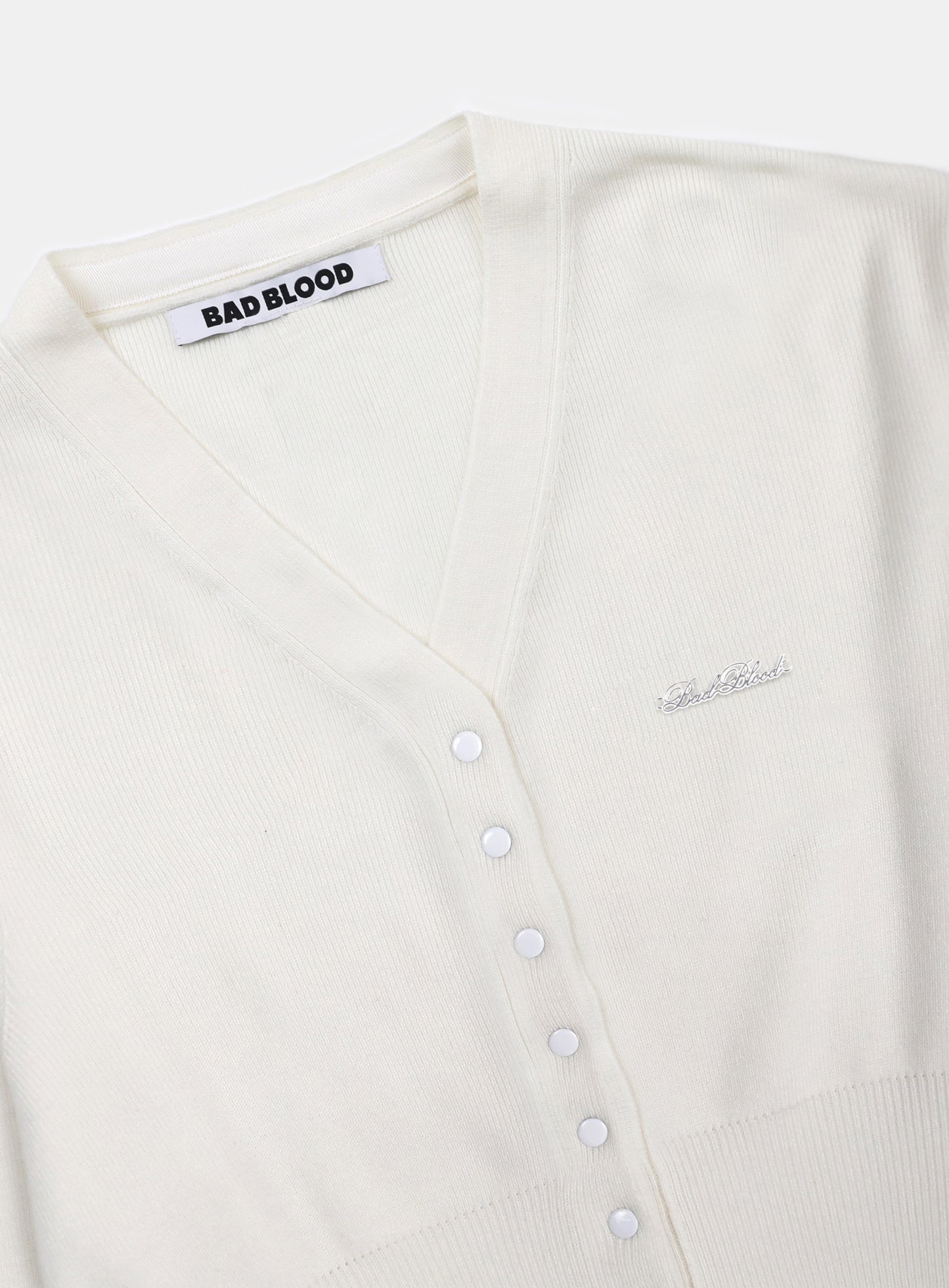 Pure Classic Button Up V-Neck Cardigan - White