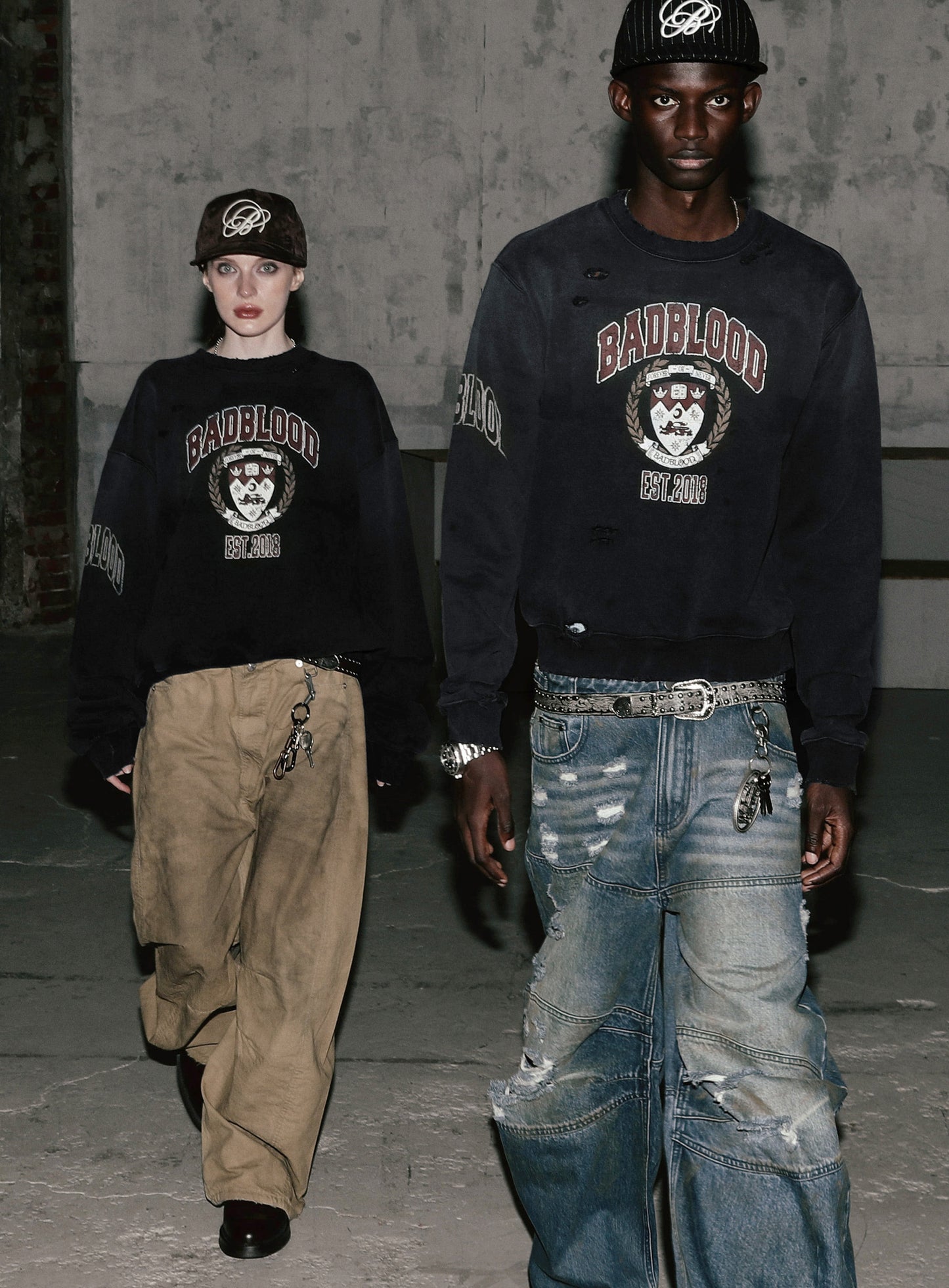 Workshop Print Distressed sweatshirt - Navy