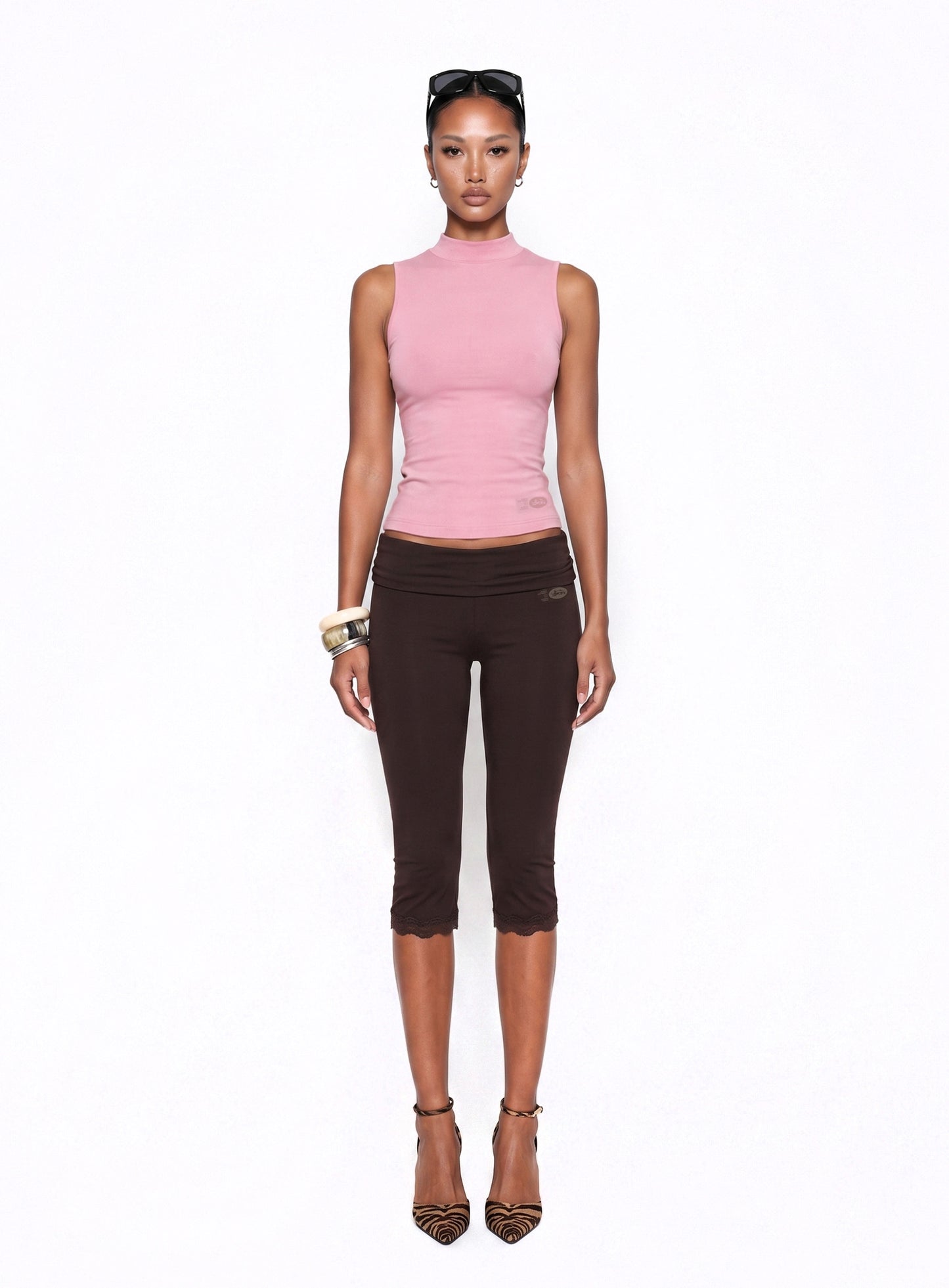 [w-tnk26-056] Everyday Mock-Neck Tank - Pink