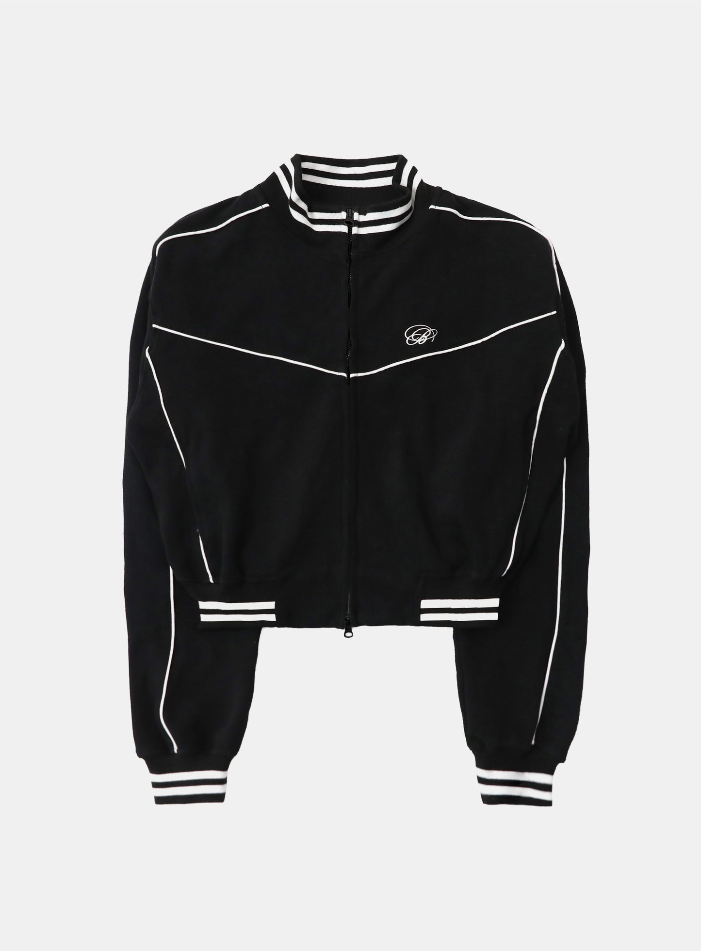 [w-jkt25-045] Dark Classic Knit Track Jacket - Black