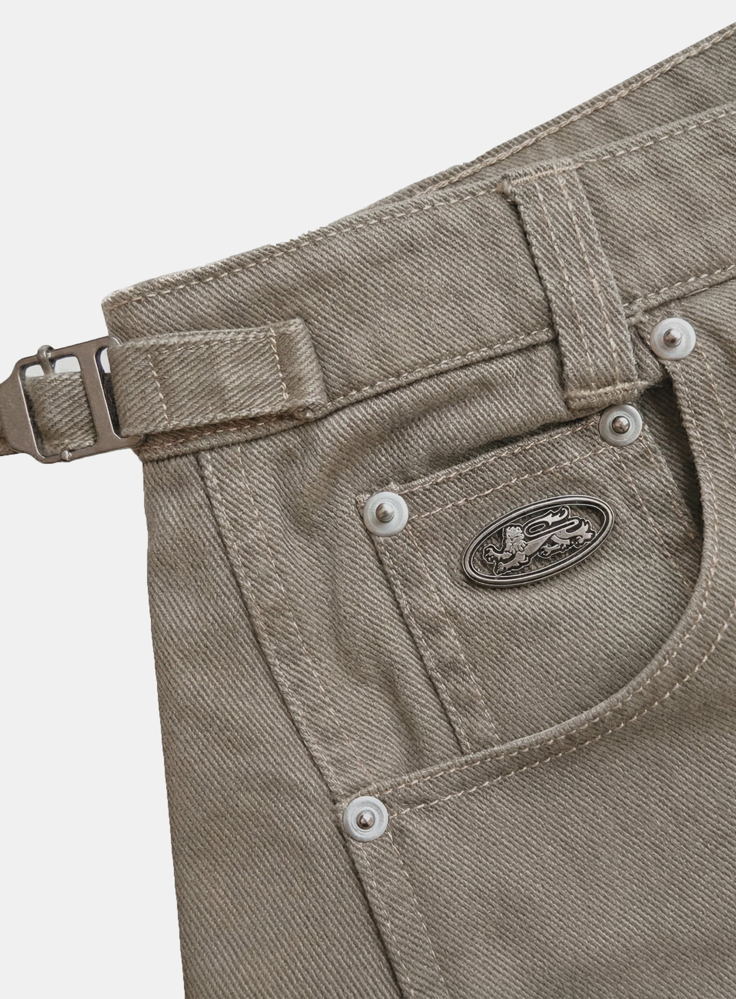 [w-pts26-015] Star-Studded Barrel Pants - Beige