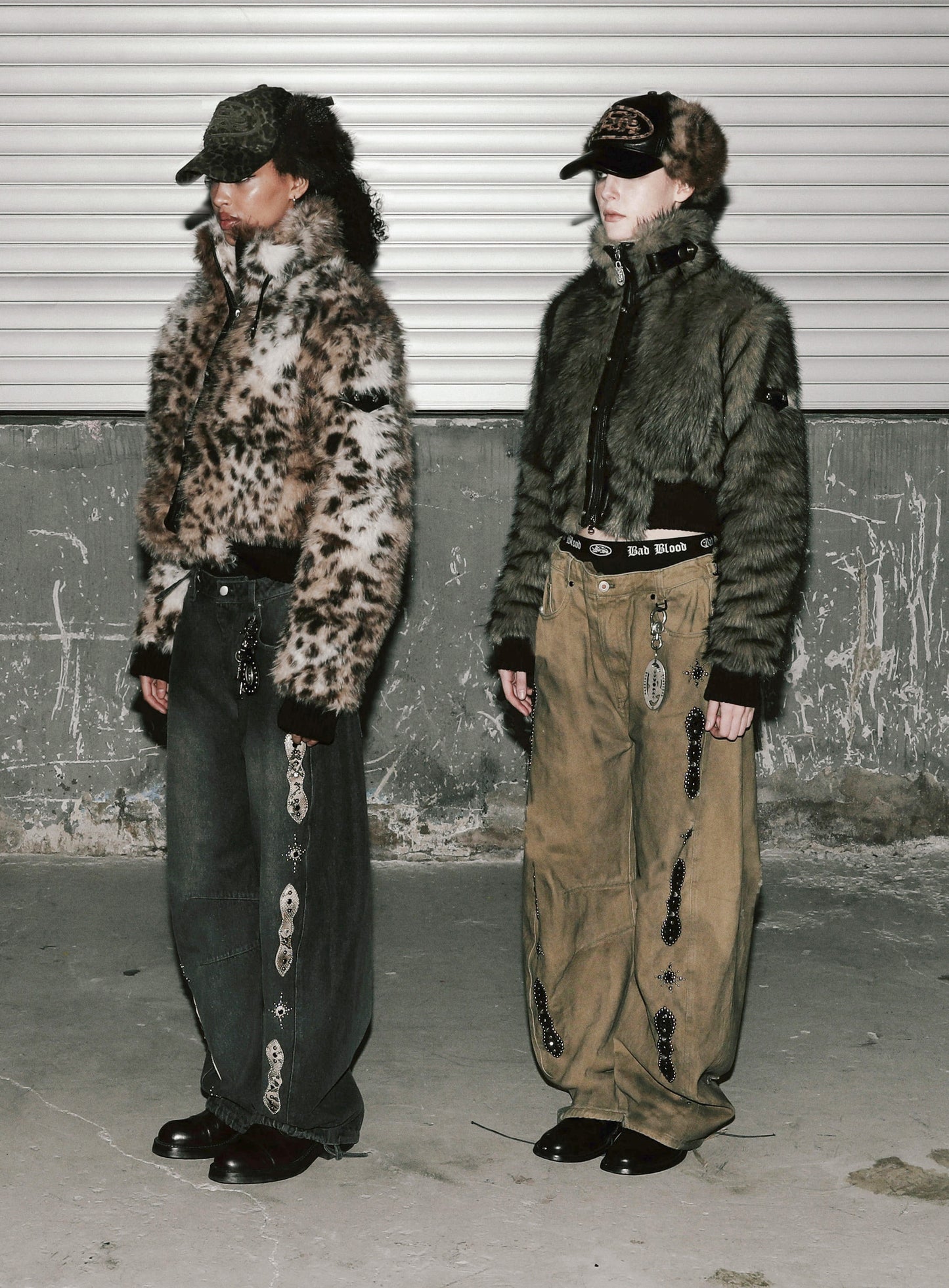 [w-jkt25-052] Viper81 High Neck Fur Jacket - Brown Leopard