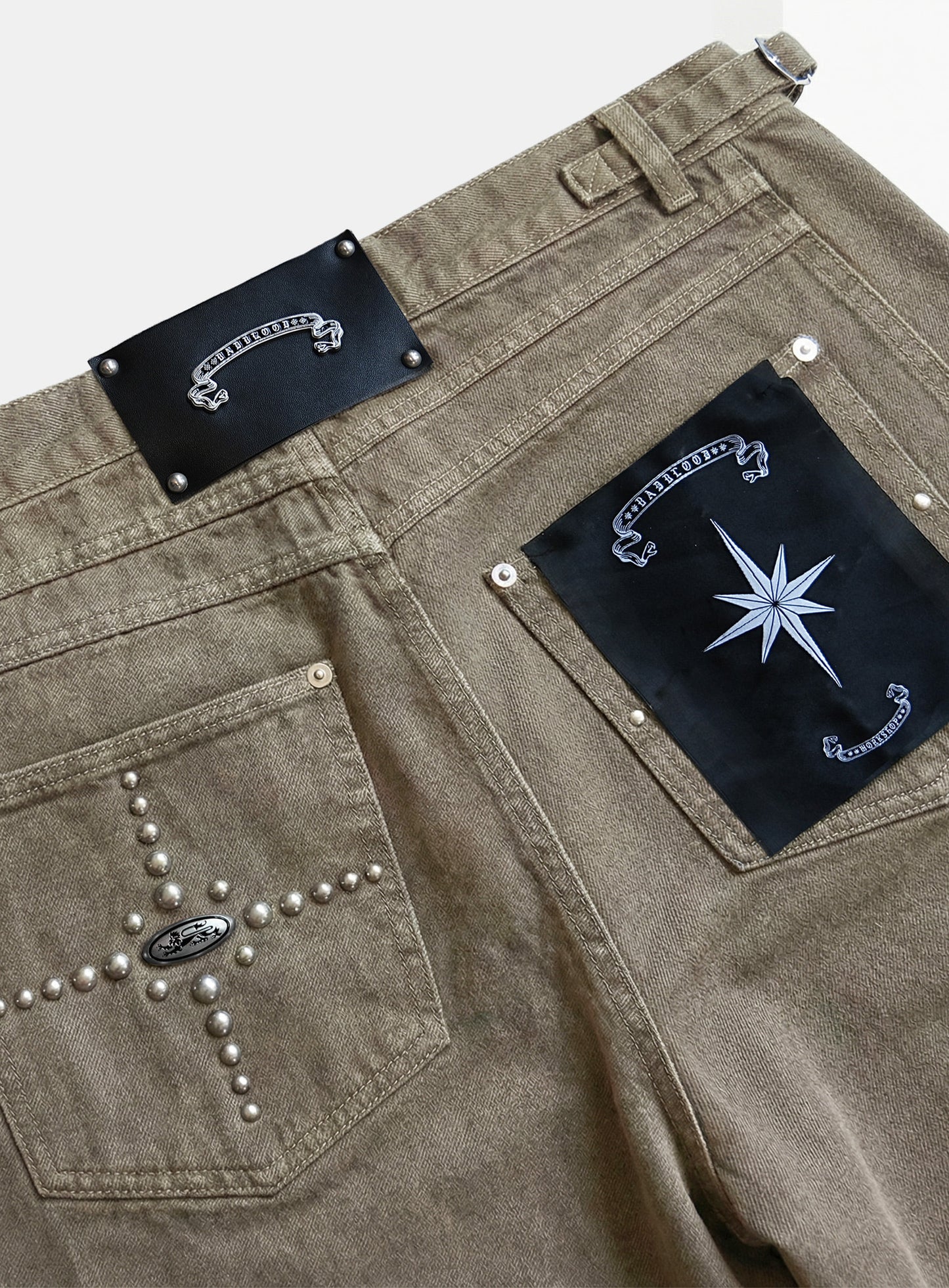 [w-pts26-015] Star-Studded Barrel Pants - Beige