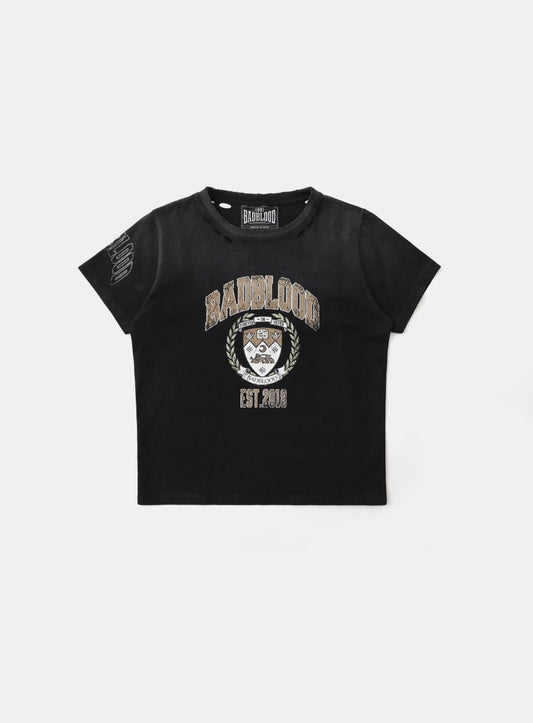 Workshop Print Distressed T-Shirt - Black