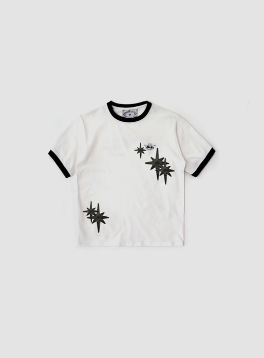 Cosmo Multi Patch Ringer T-Shirt - White