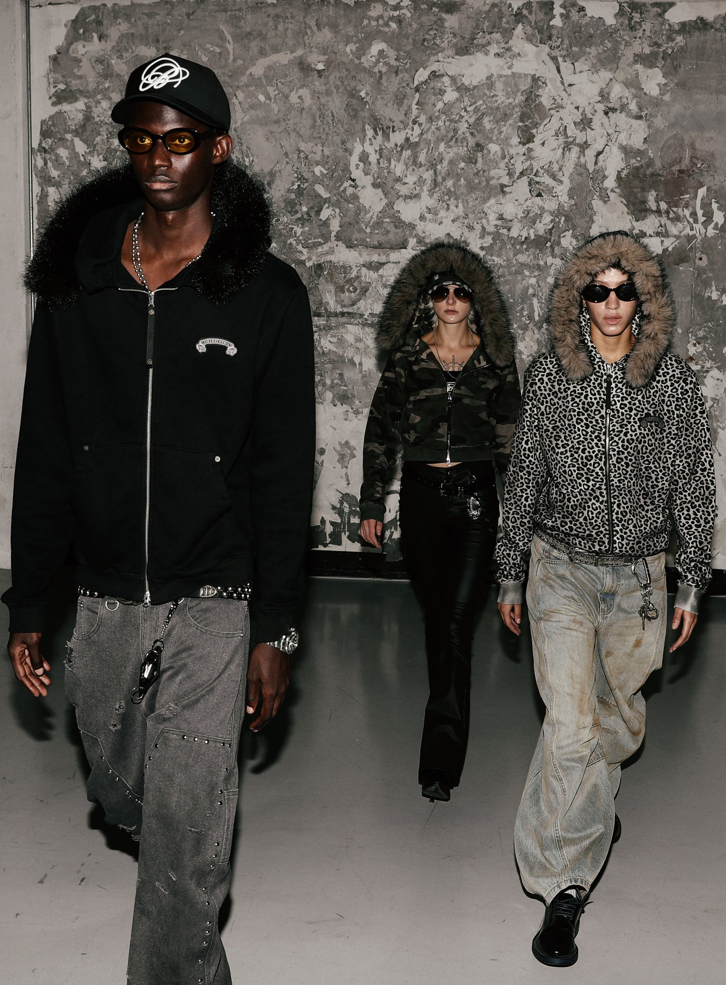 Cosmo11 Detachable Fur Hooded Zip-Up - Black