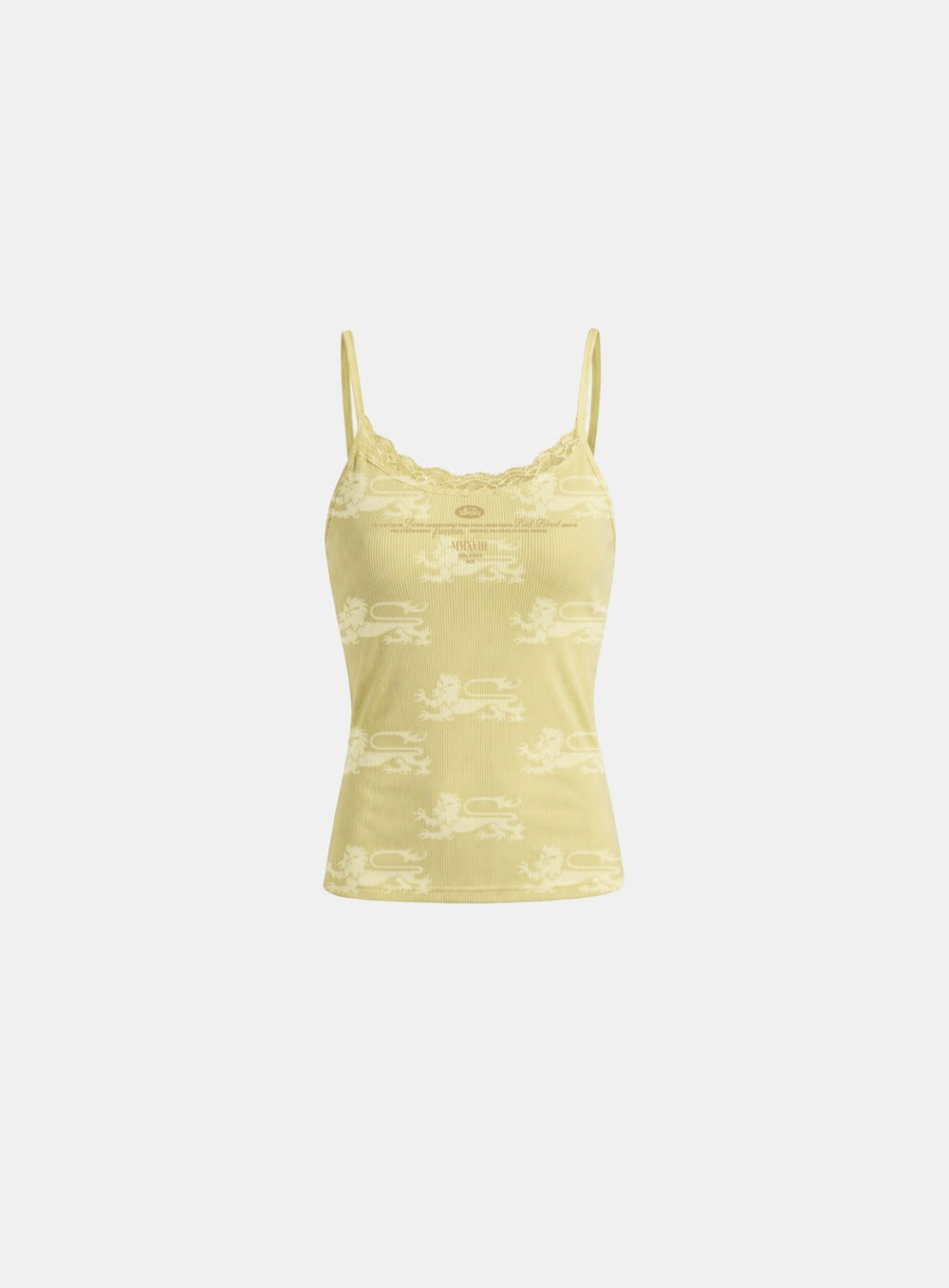 [w-tnk26-060] Cotton Lip Lace Camisole Tank - Lemon