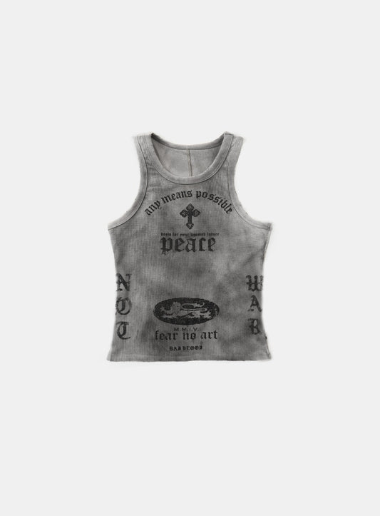 PEACE NOT WAR Tank - Dusty White