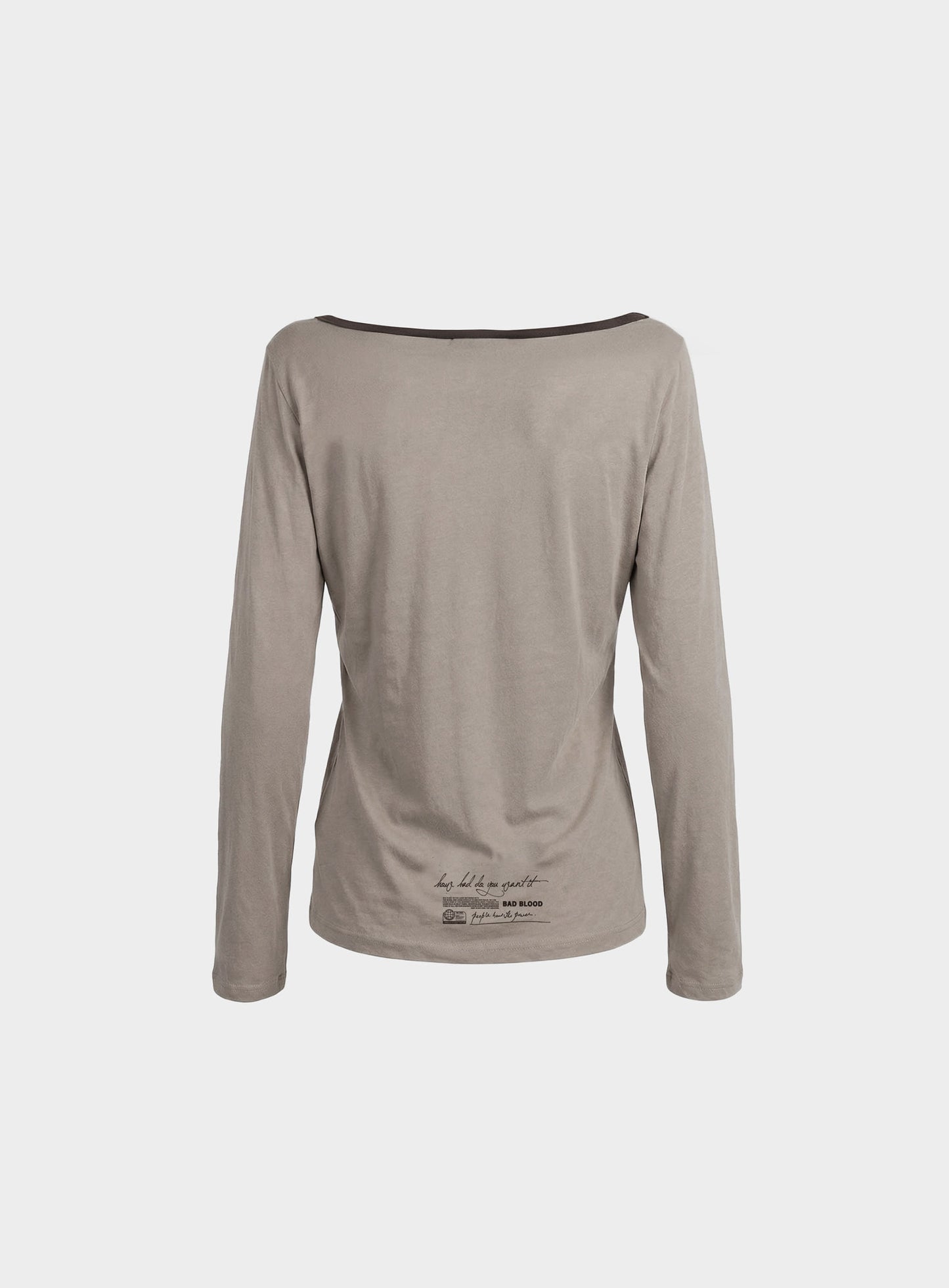 [w-tee26-127] Script Graphic Ringer Loose-Fit T-Shirt - Beige