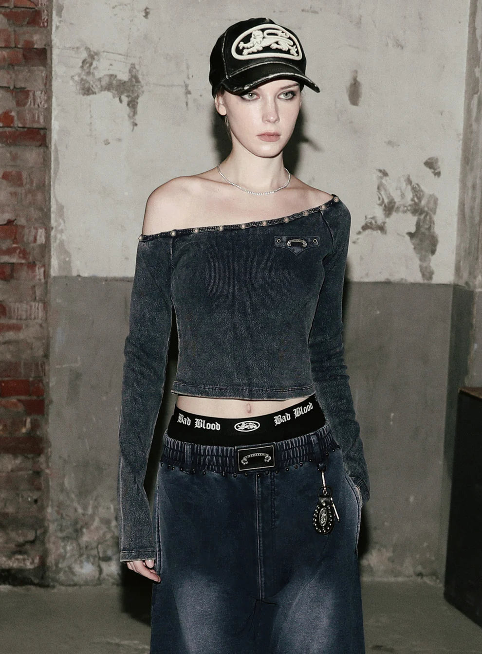 Studded Cosmo Patch Asymmetric Top
