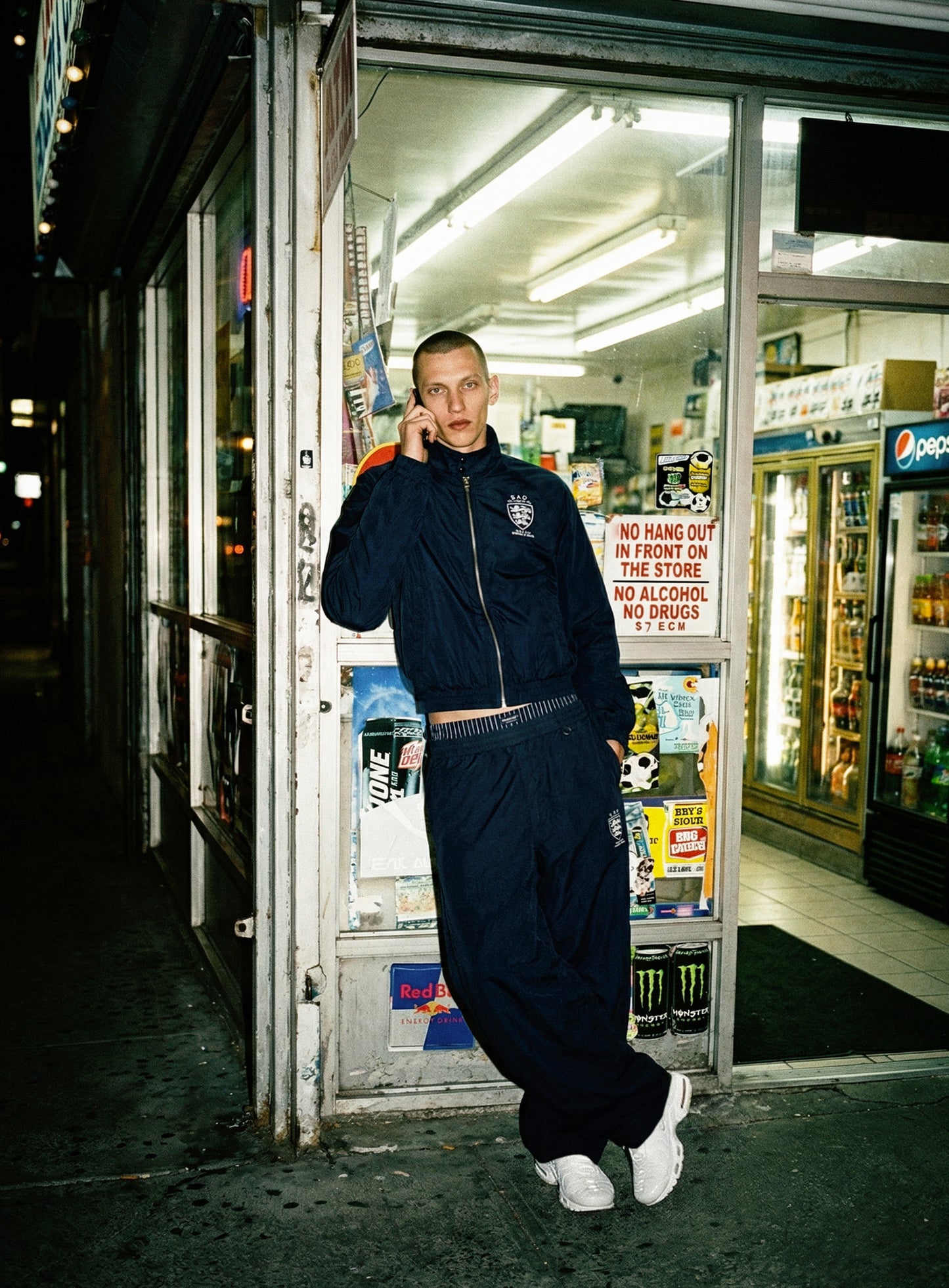 [w-pts26-049] Shield-M Reversible Track Pants - Navy Check