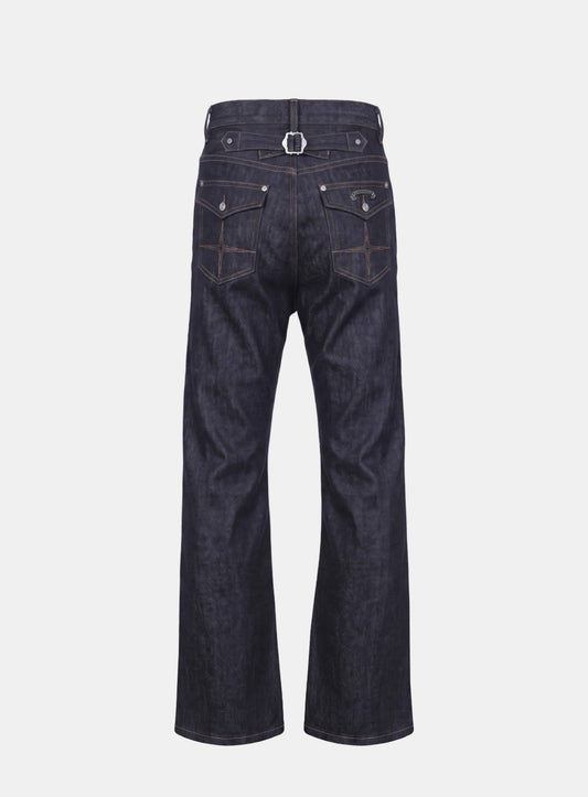 [w-pts26-133] 0129 LOW CROTCH Regular Curve Bootcut Pants - Rigid Blue Denim